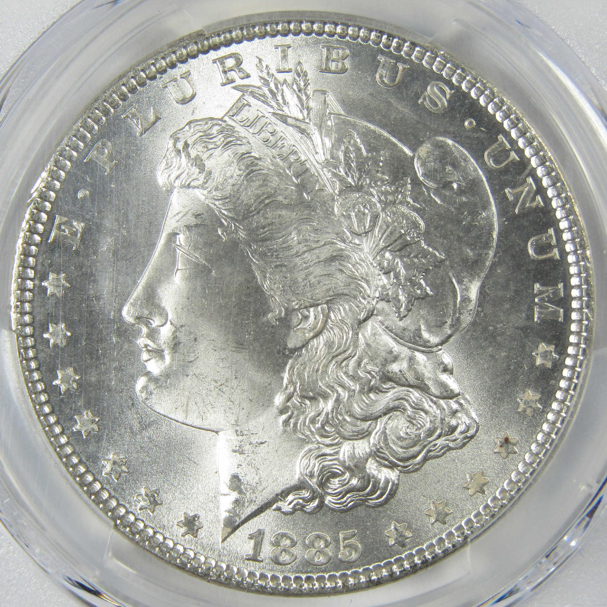 1885 Morgan Silver Dollar MS 65 PCGS Uncirculated $1 Coin Collectible - Morgan coin - Morgan silver dollar - Morgan silver dollar for sale - Profile Coins & Collectibles