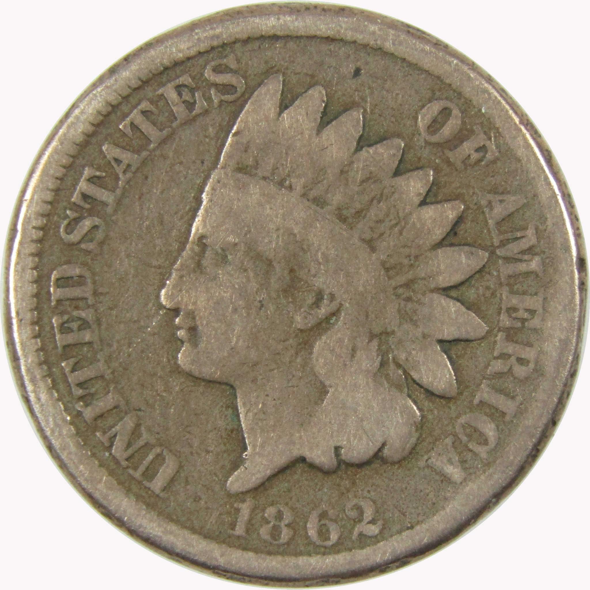 1862 Indian Head Cent G Good Penny 1c Coin SKU:CP1086
