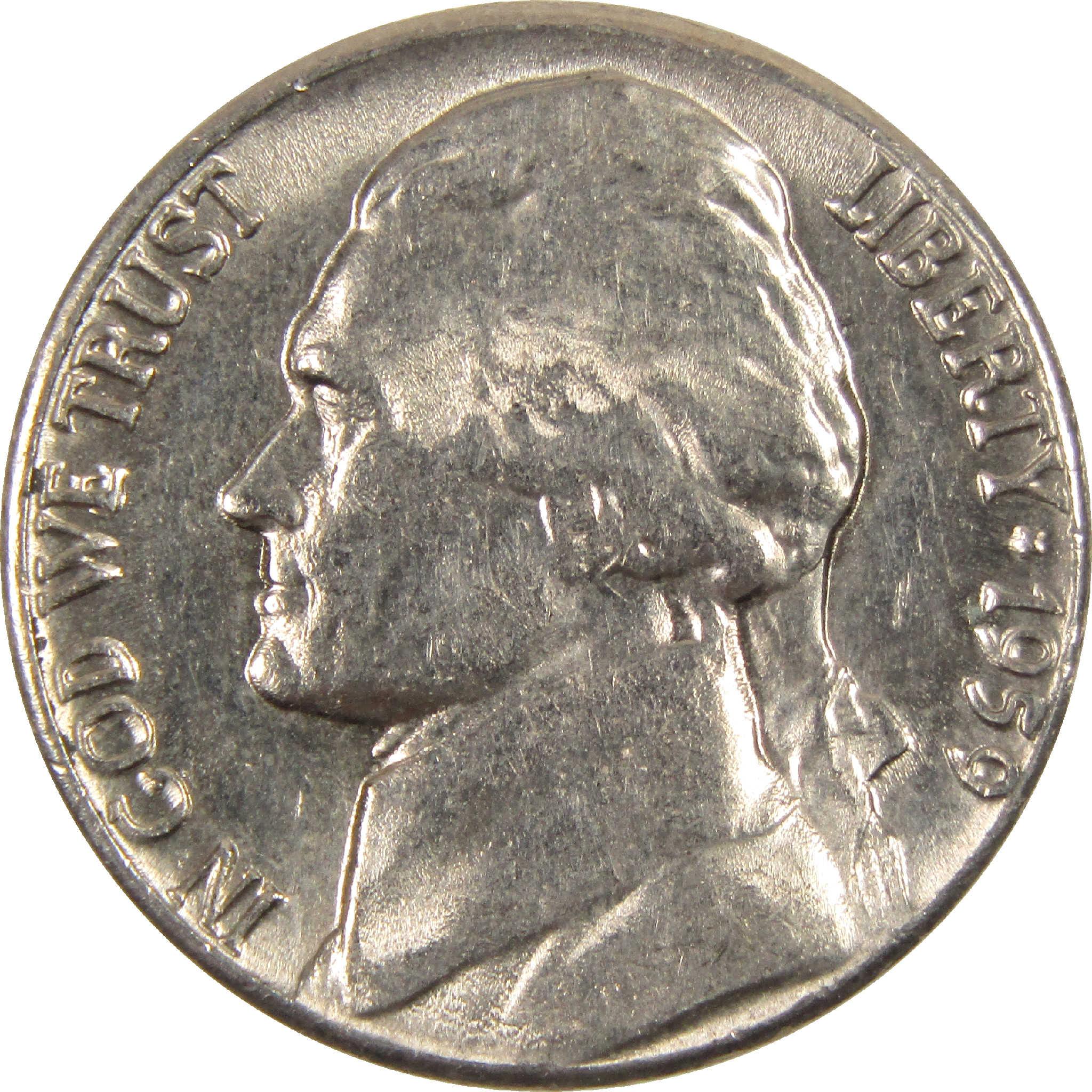 1959 D Jefferson Nickel Circulated 5c Coin Collectible