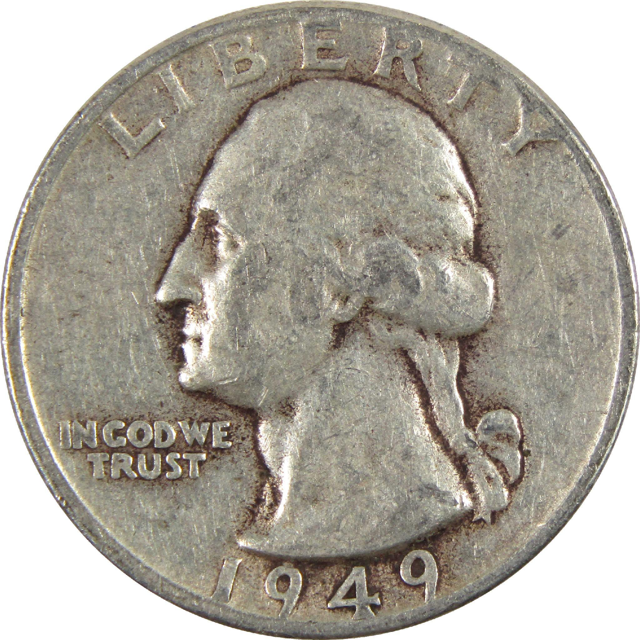 1949 Washington Quarter Circulated Silver 25c Coin Collectible