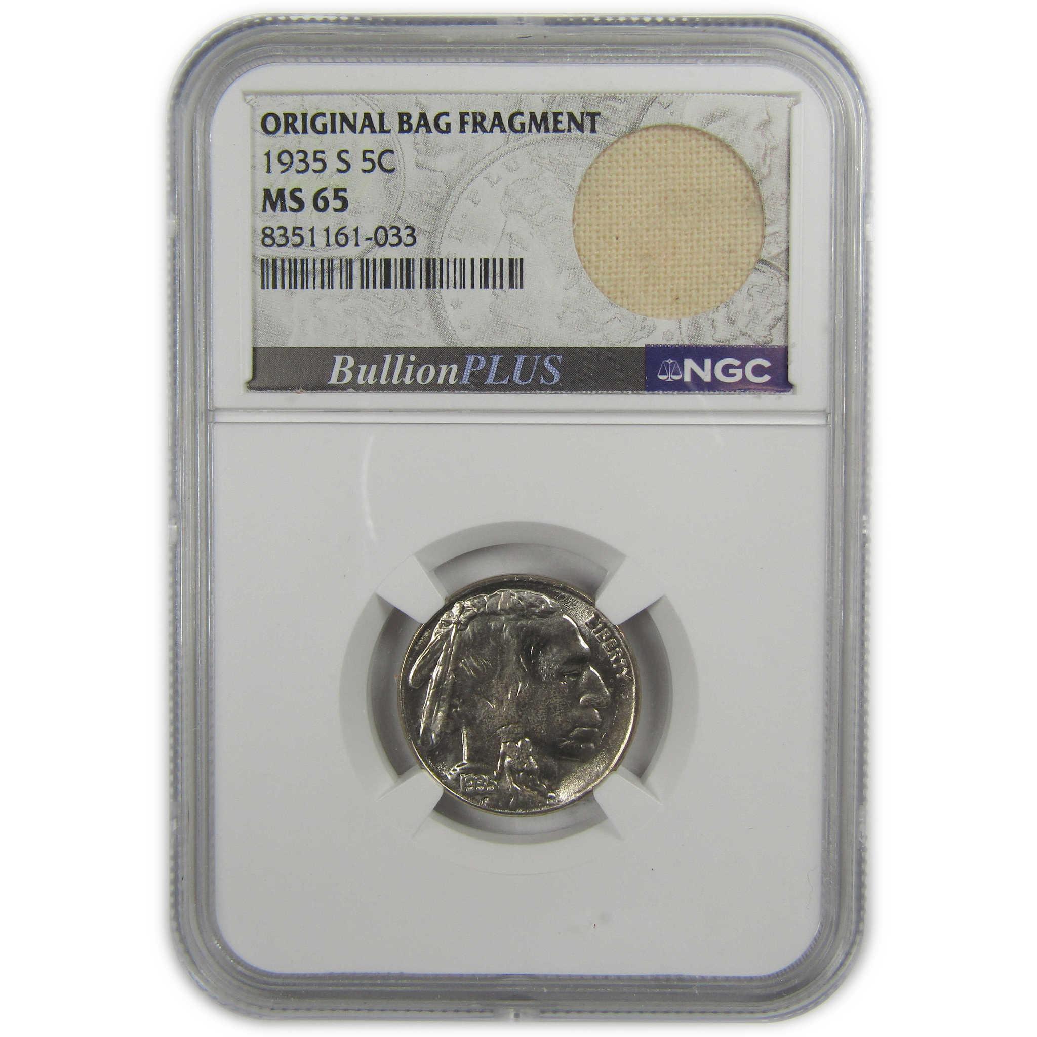 1935 S Indian Head Buffalo Nickel MS 65 NGC Bag Fragment SKU:I20554