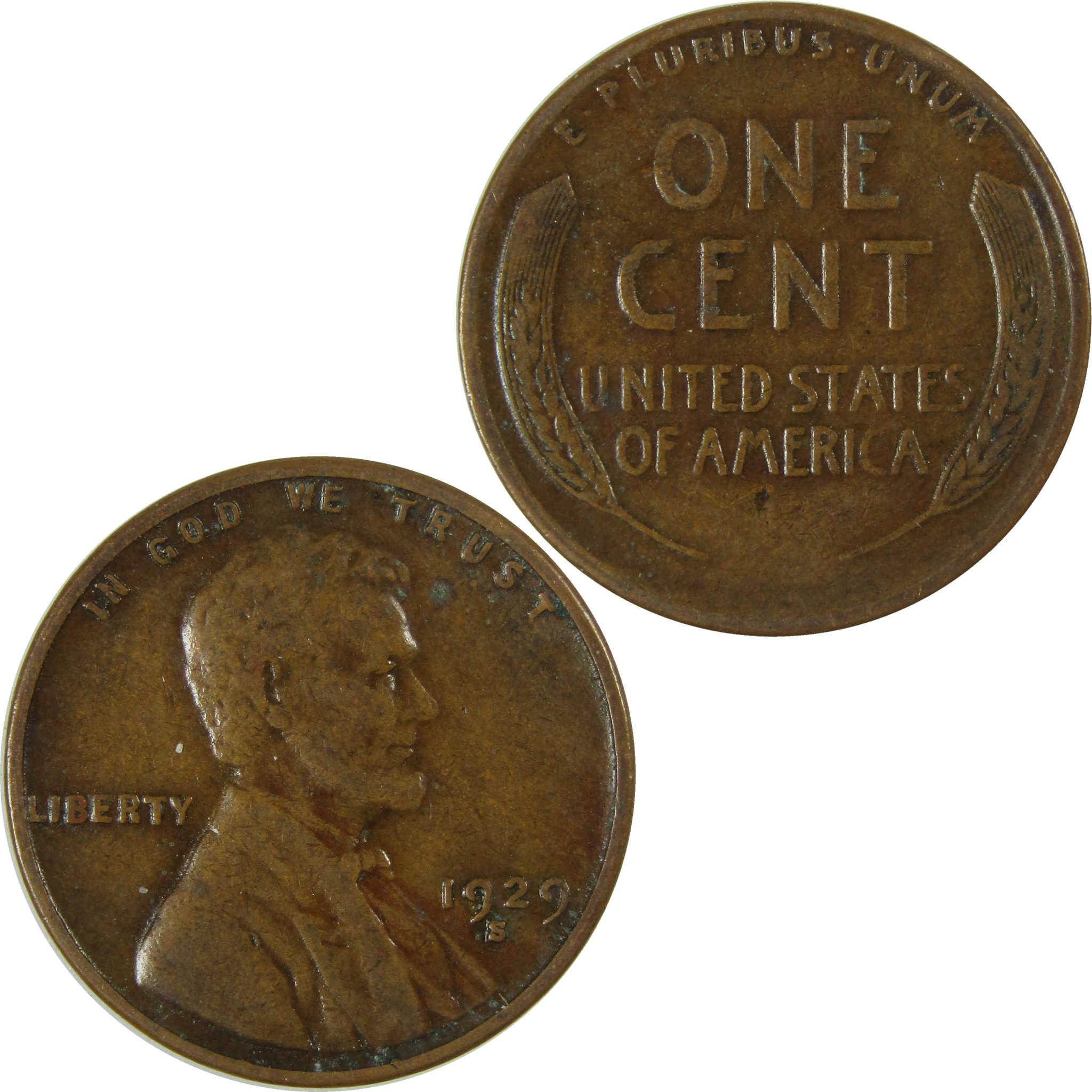 1929 S Lincoln Wheat Cent F Fine Penny 1c Coin Collectible SKU:I26675