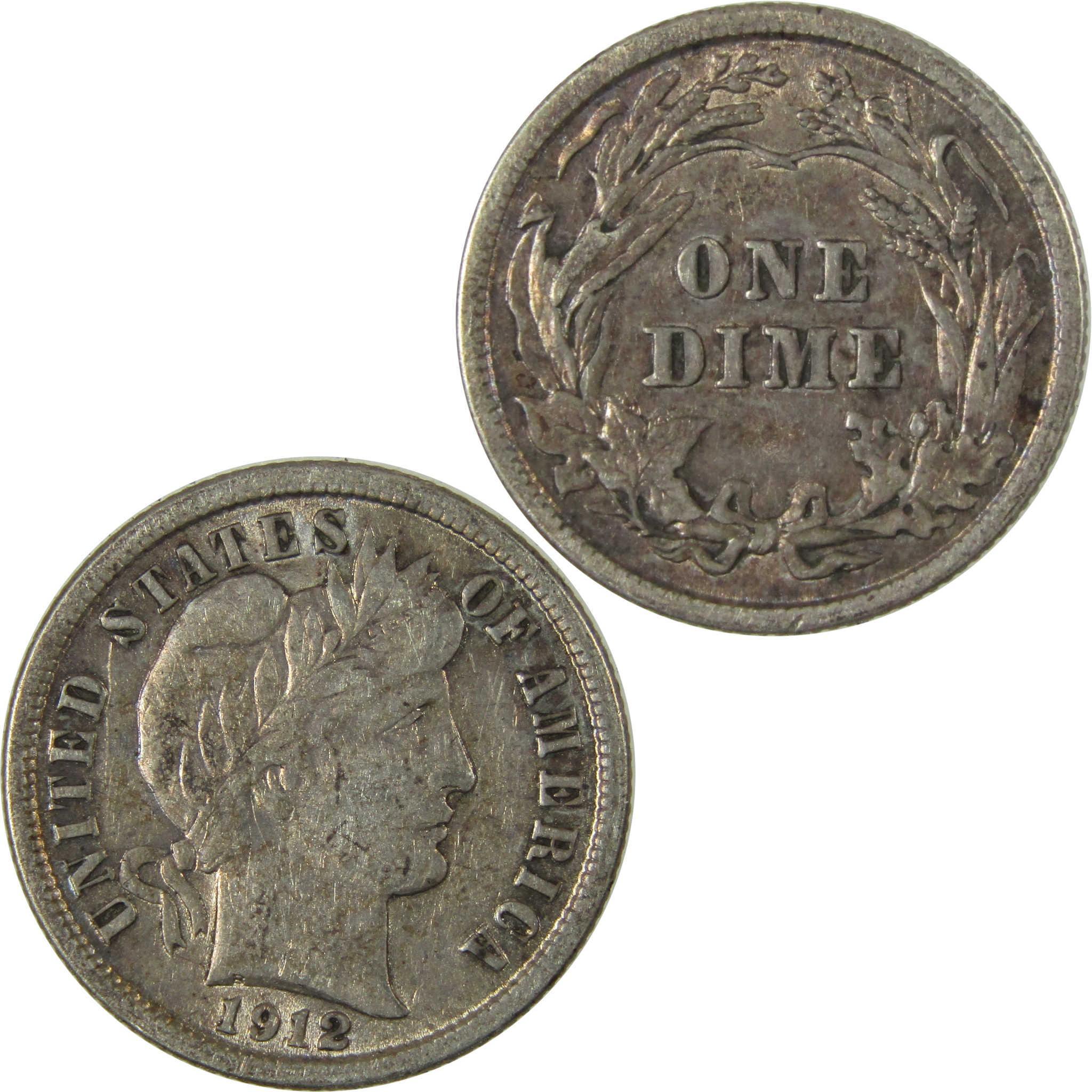 1912 Barber Silver Dime XF EF Extremely Fine Details SKU:CP995