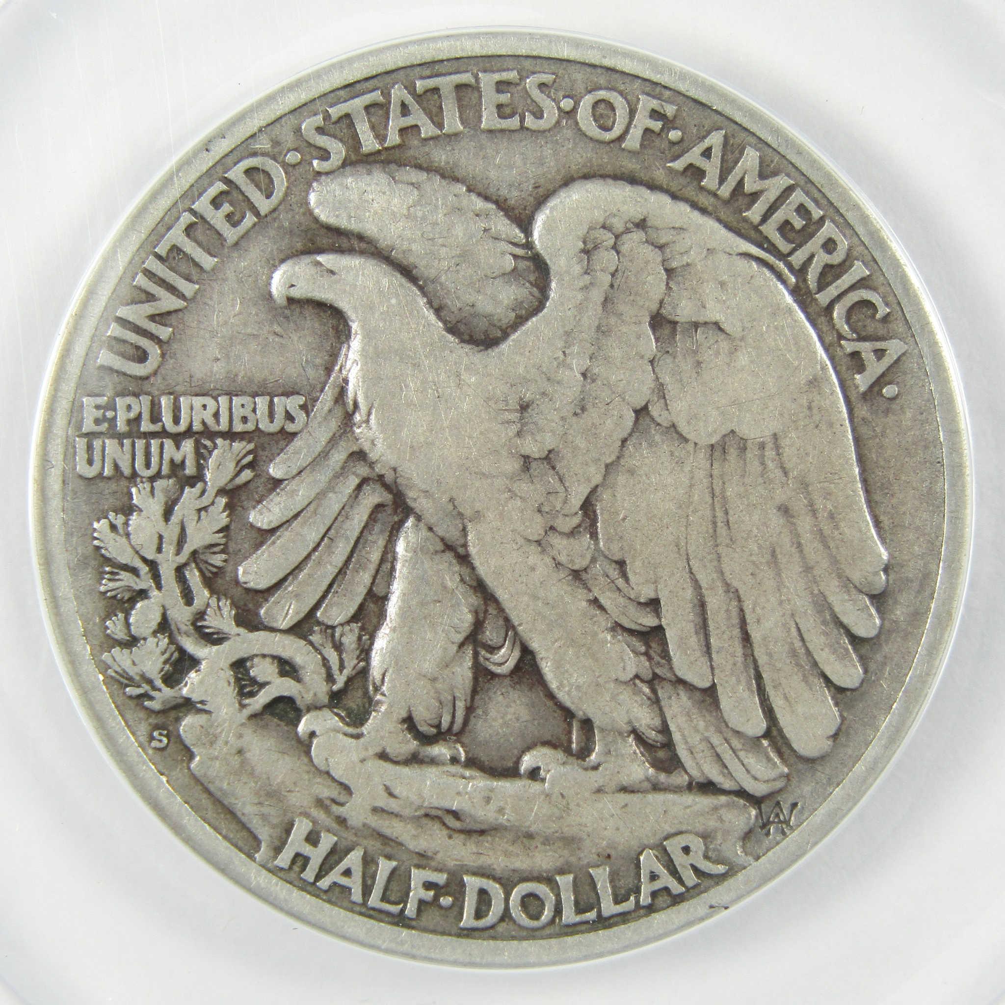 1921 S Liberty Walking Silver Half Dollar F 15 ANACS 50c Coin
