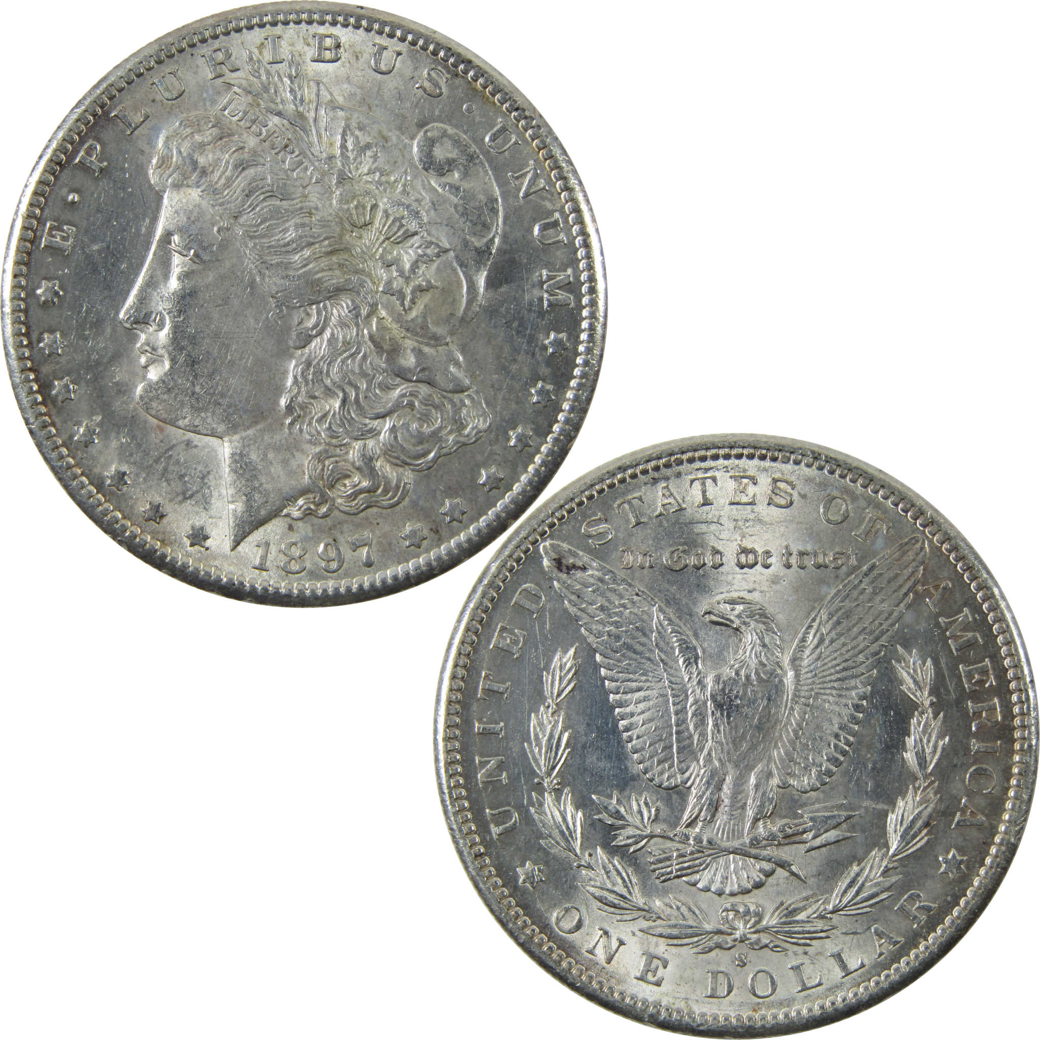 1897 S Morgan Dollar AU About Uncirculated Silver $1 Coin SKU:I14206 - Morgan coin - Morgan silver dollar - Morgan silver dollar for sale - Profile Coins & Collectibles