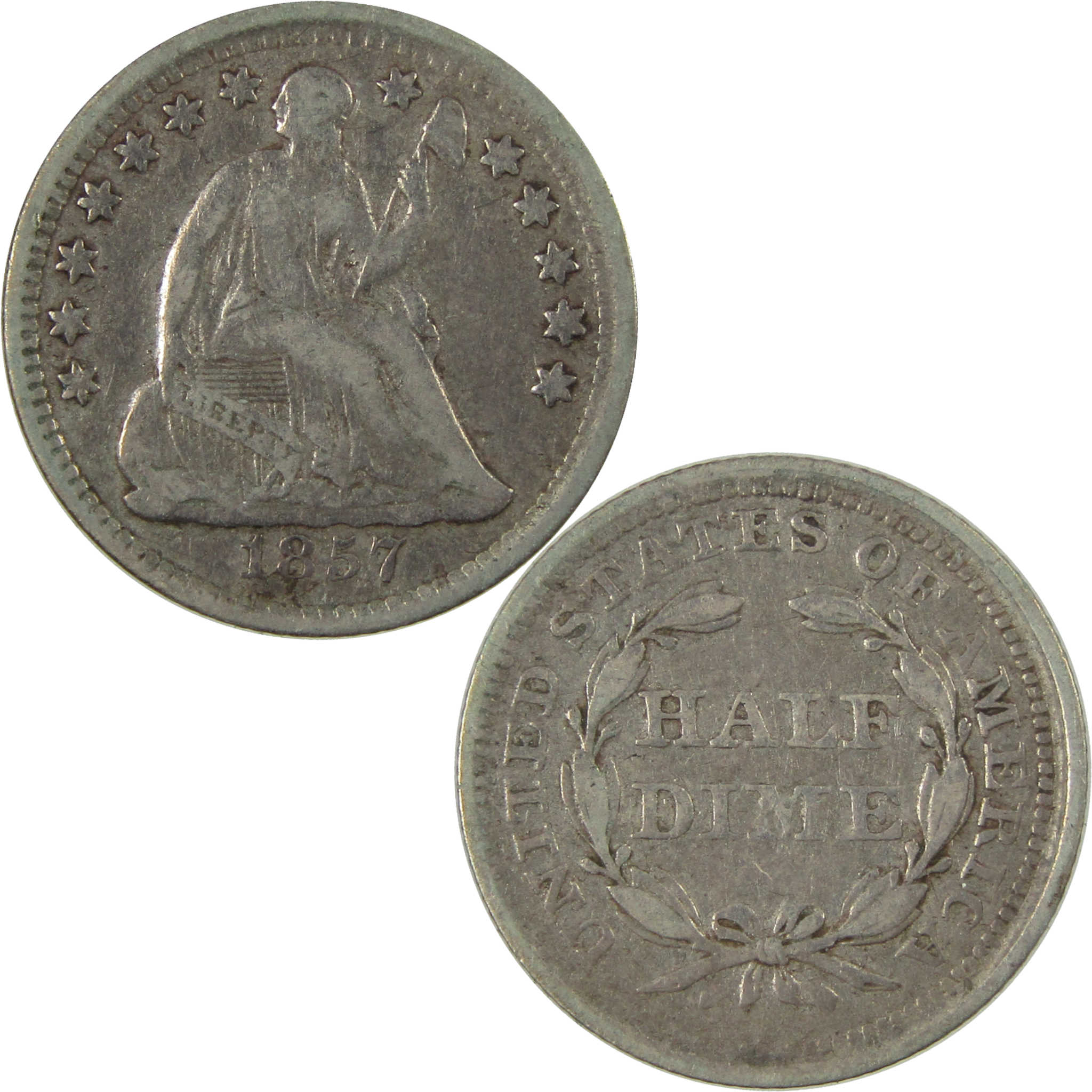 1857 Seated Liberty Silver Half Dime VF Very Fine 5c Coin SKU:CP1587