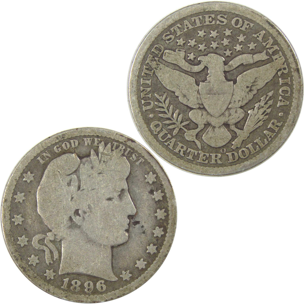 1896 O Barber Quarter G Good Silver 25c Coin SKU:I21863