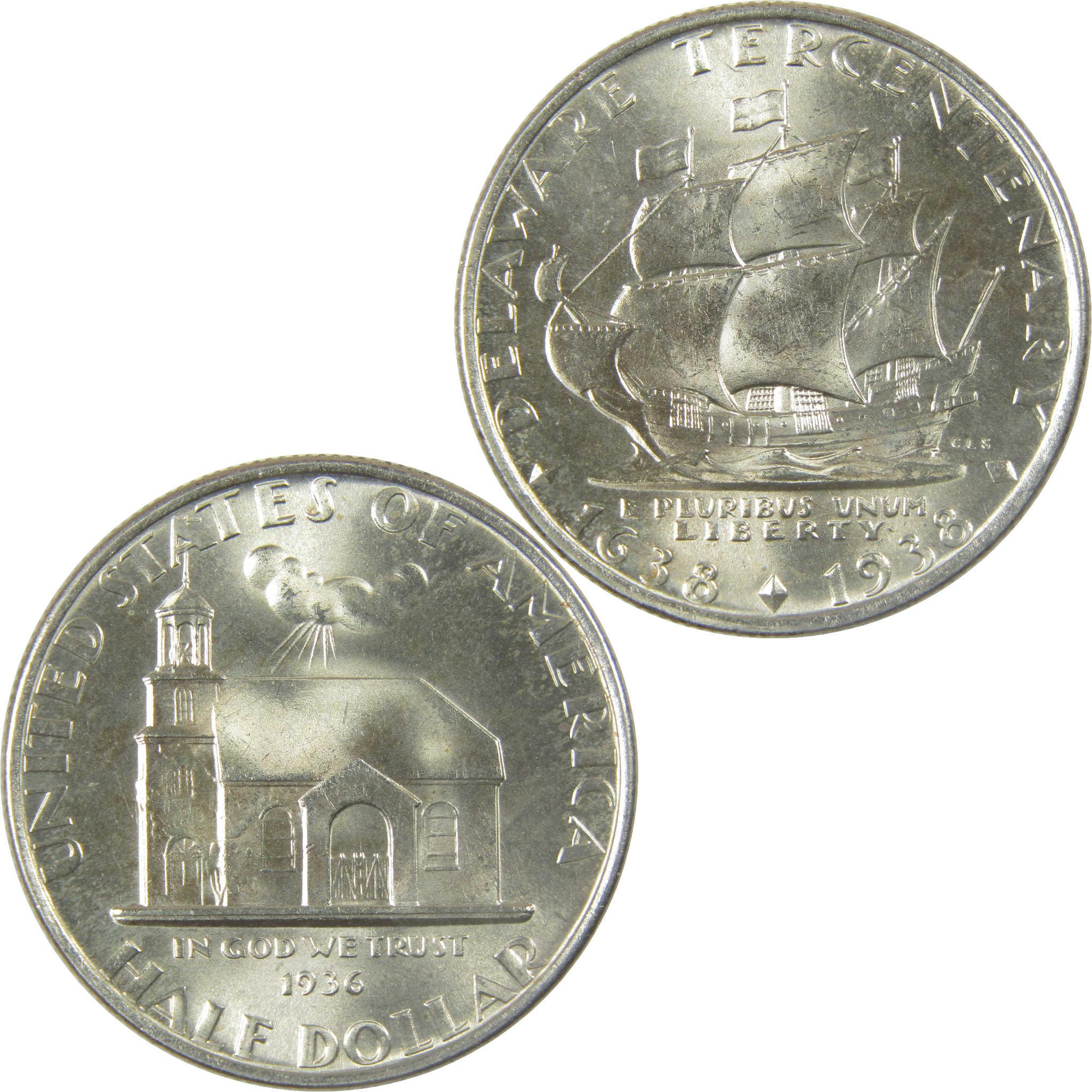 1936 Delaware Commemorative Silver 50c BU Very Choice Uncirculated