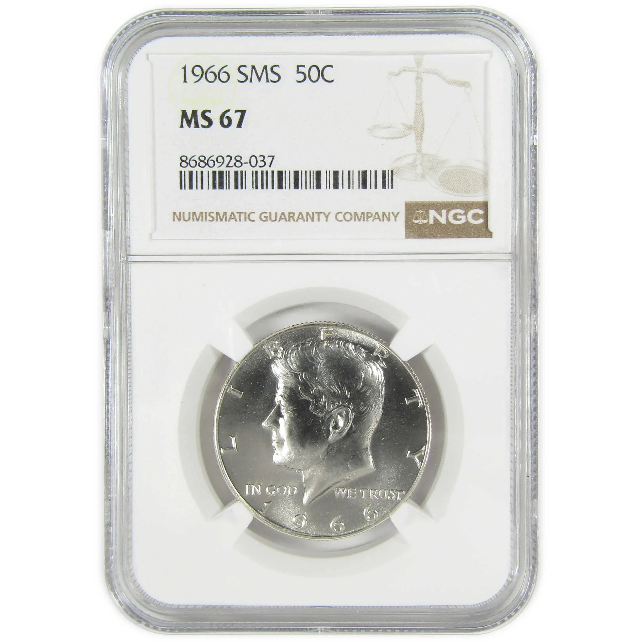 1966 SMS Kennedy Silver Half Dollar MS 67 NGC Uncirculated SKU:I27393
