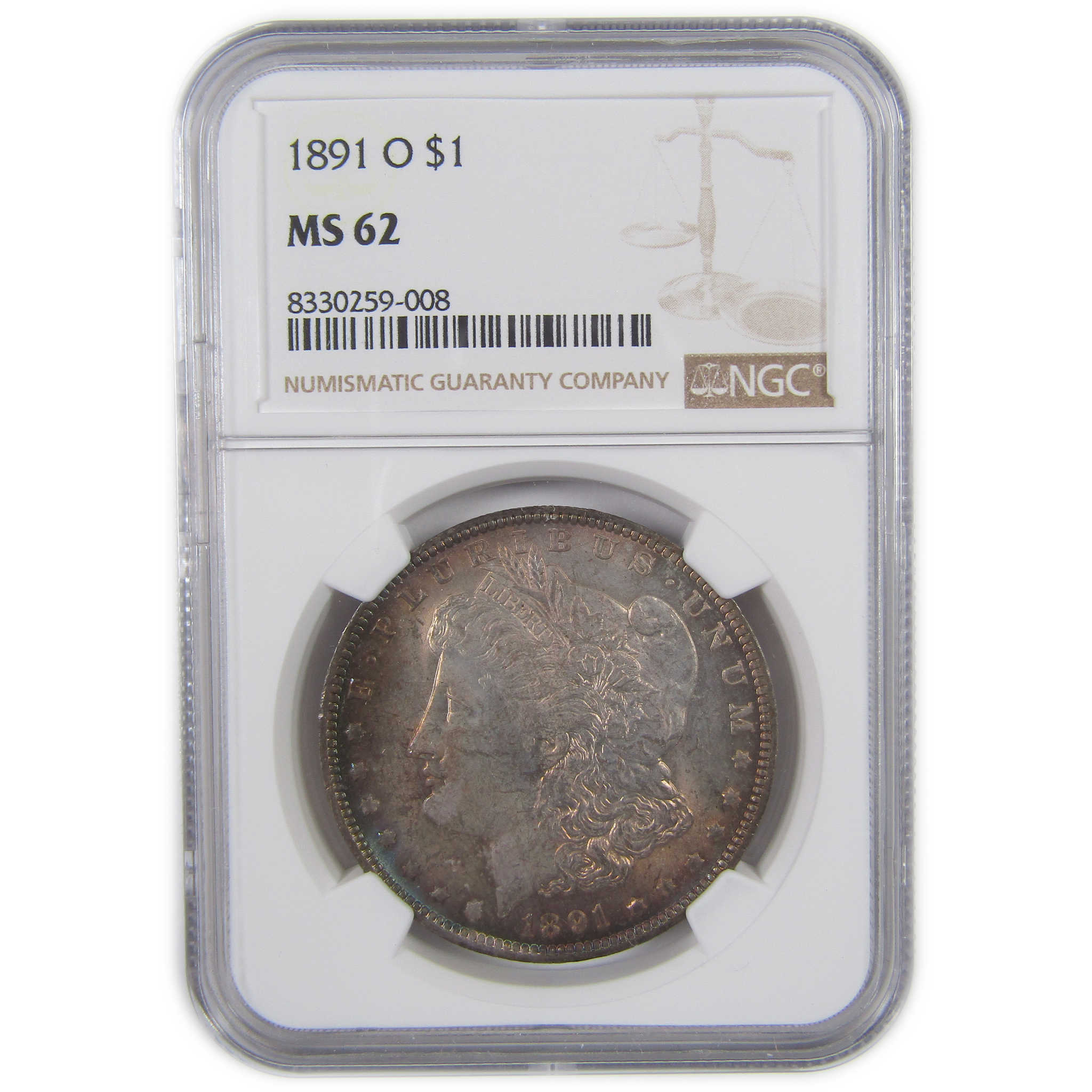 1891 O Morgan Dollar MS 62 NGC Silver Uncirculated Toned SKU:I18261