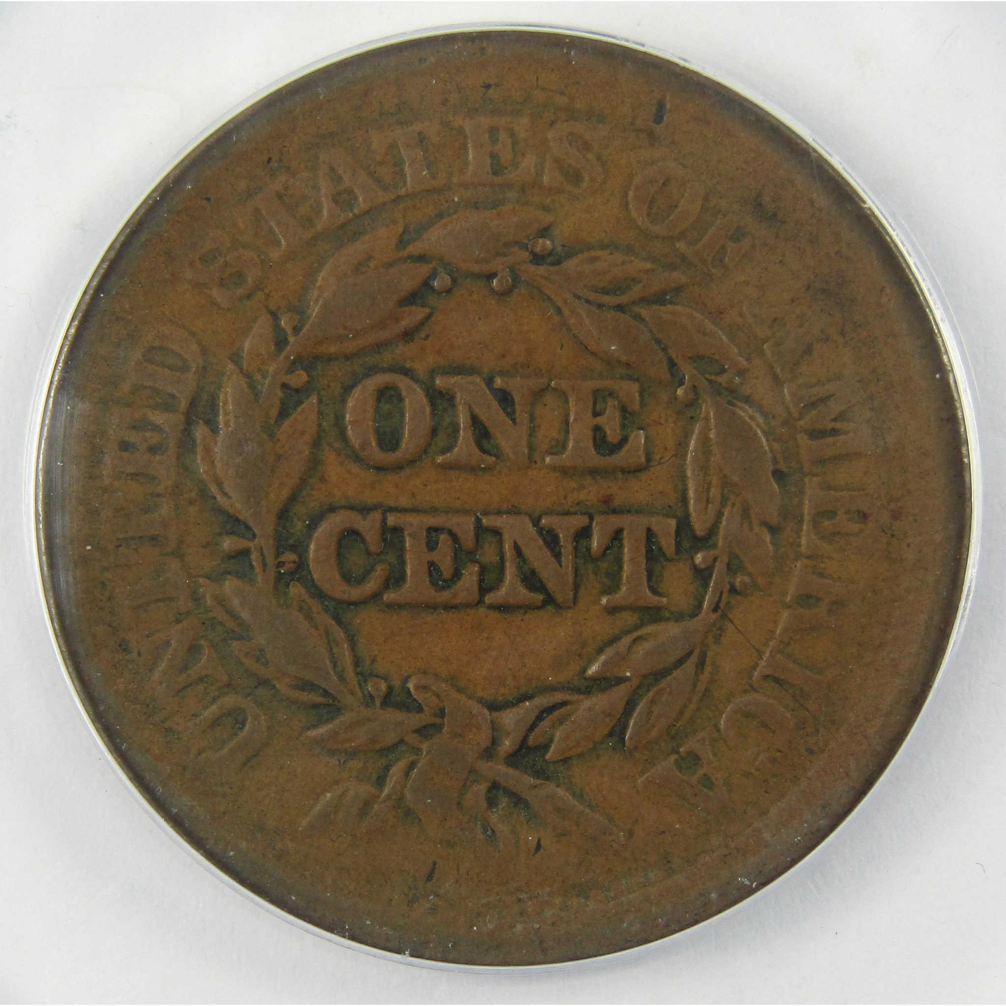 1852 Braided Hair Copper Large Cent VF 30 Details ANACS SKU:I25517