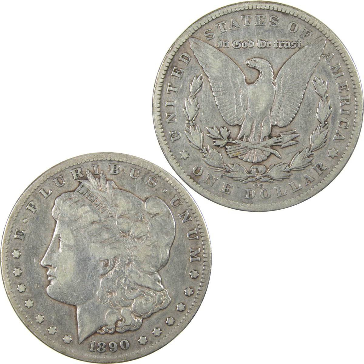 1890 CC Morgan Silver Dollar F Fine Details $1 Coin SKU:CP1756