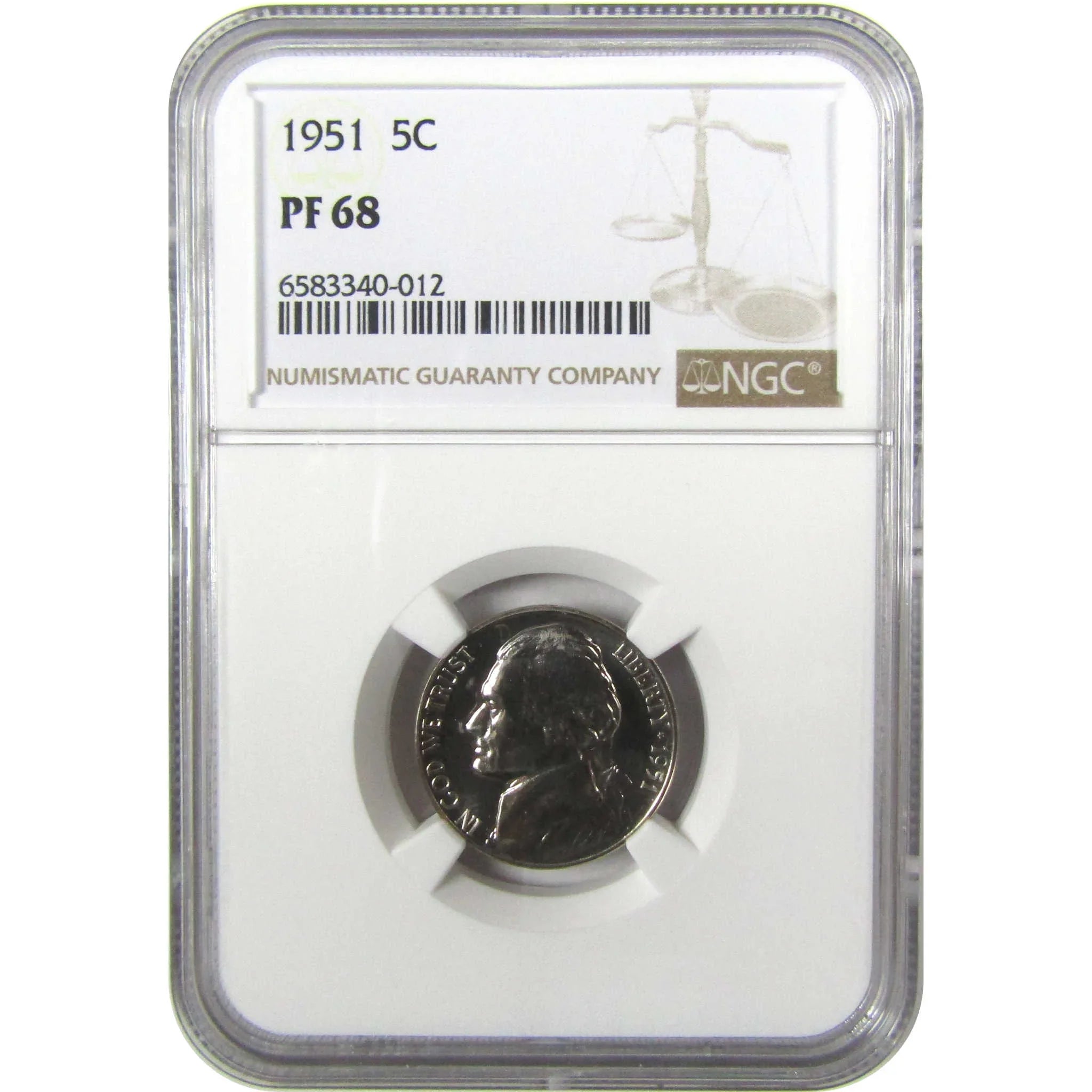 1951 Jefferson Nickel PF 68 NGC Proof 5c Coin Collectible SKU:I27335