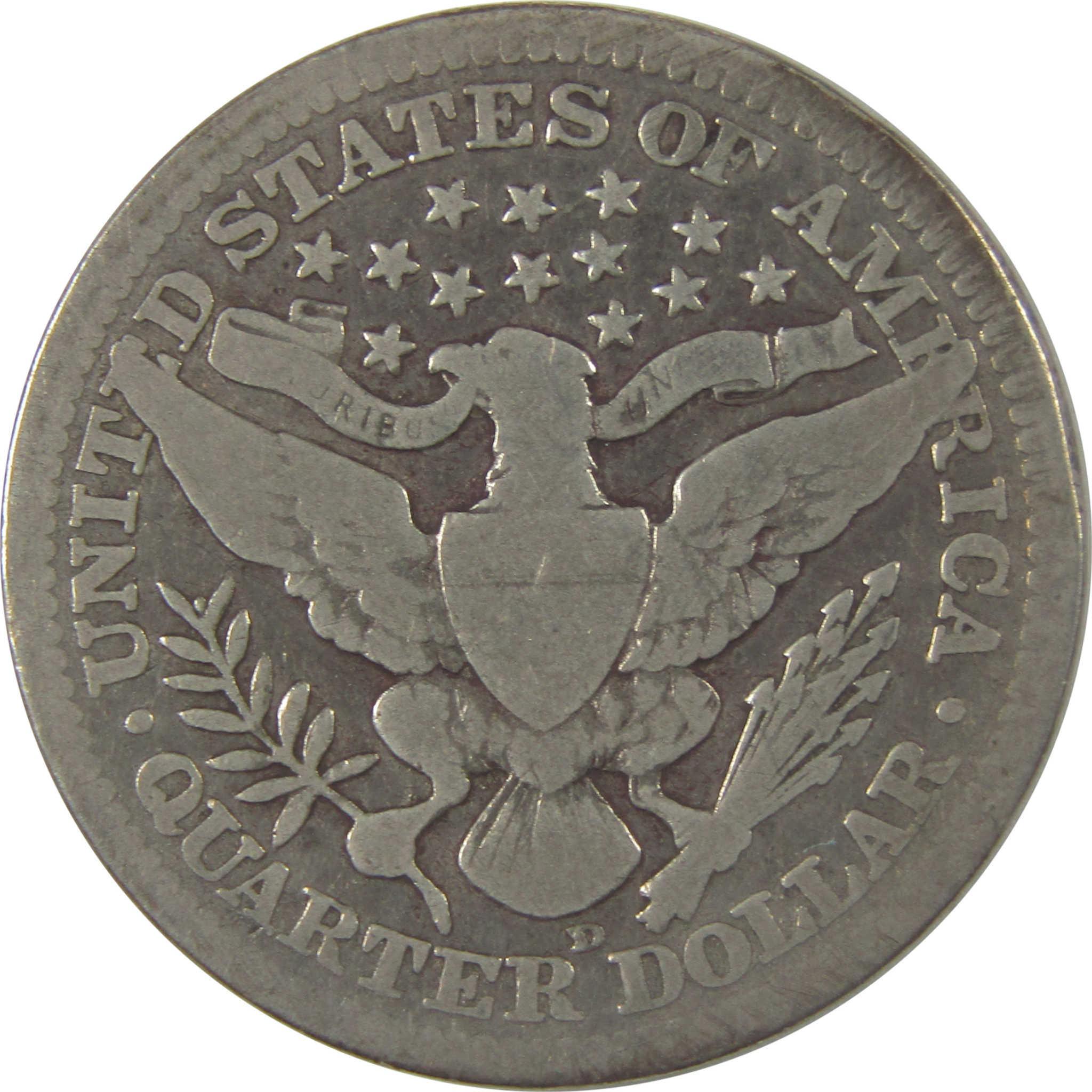 1911 D Barber Silver Quarter VG Very Good 25c Coin SKU:I25151