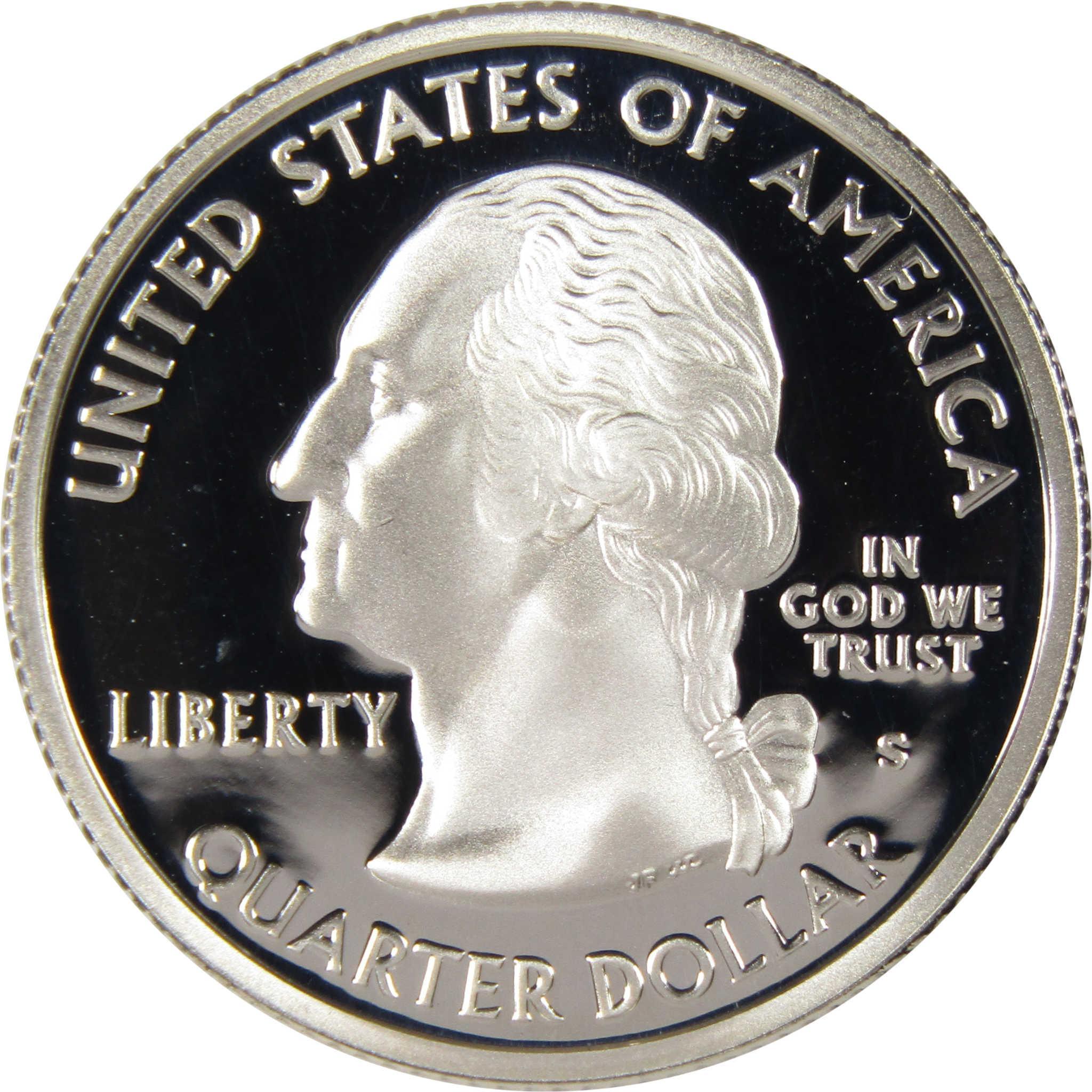 Proof United States quarter dollar coin obverse, Washington profile, shiny finish