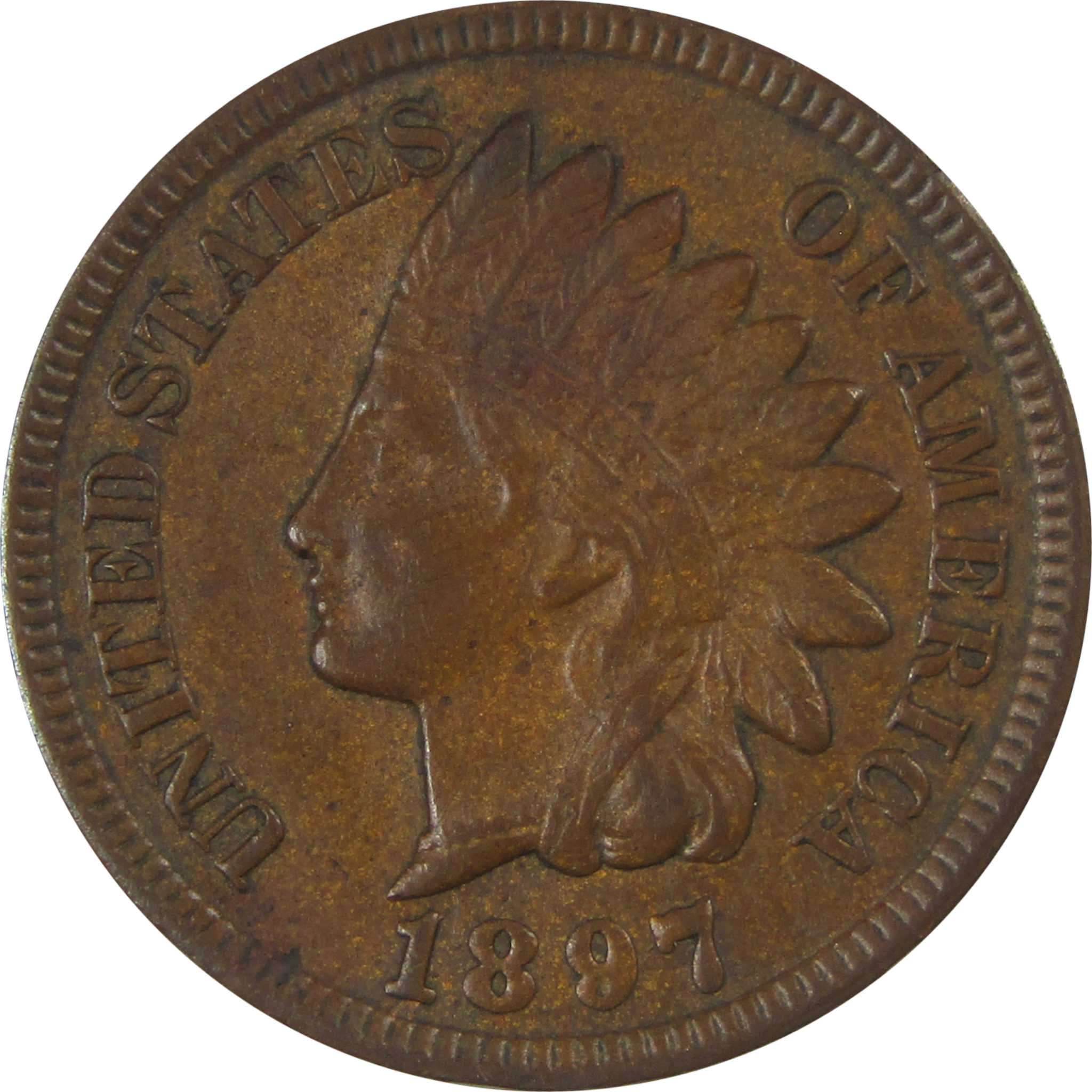 1897 Indian Head Cent AU About Uncirculated Penny 1c Coin SKU:CP36