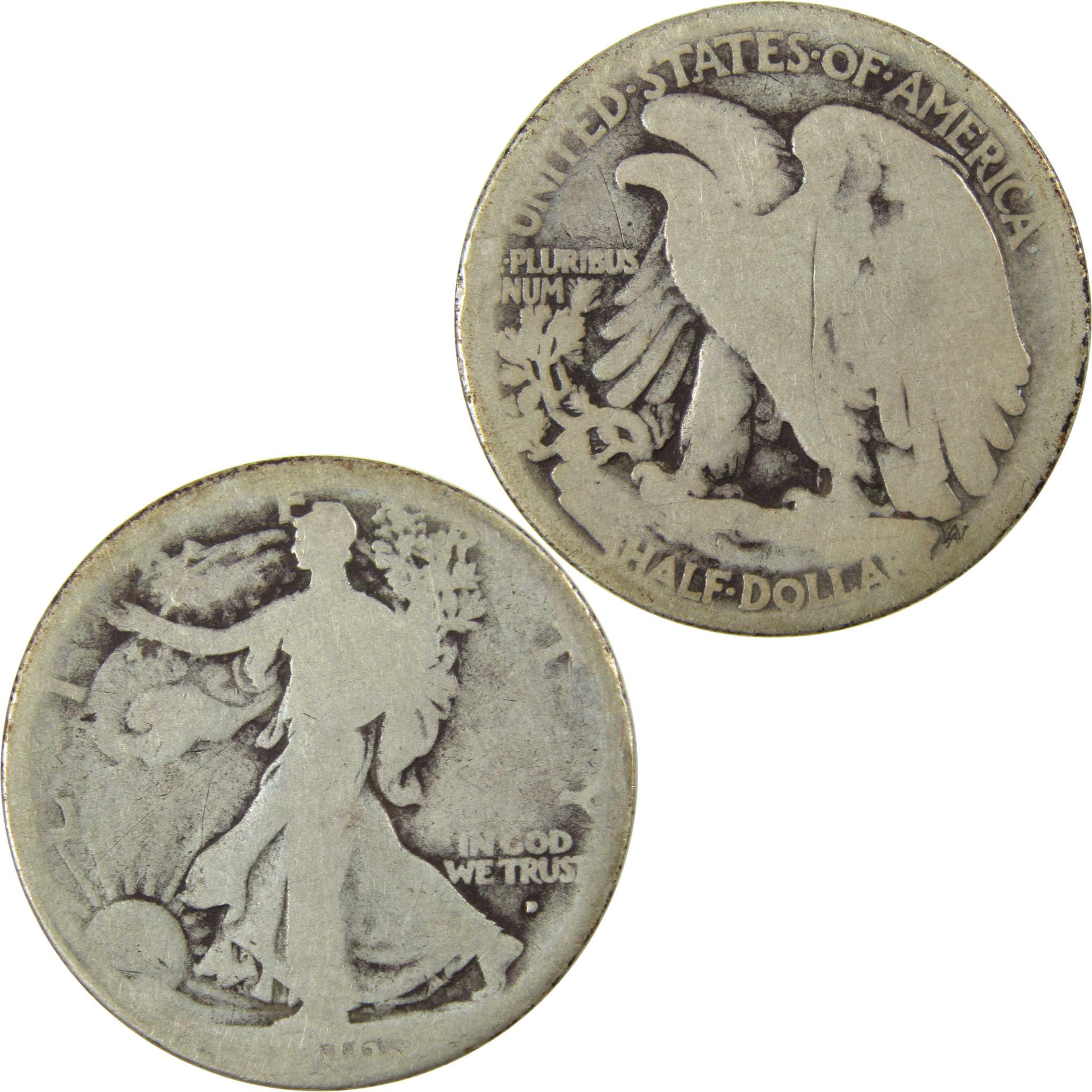 1916 D Liberty Walking Silver Half Dollar AG About Good SKU:I26019