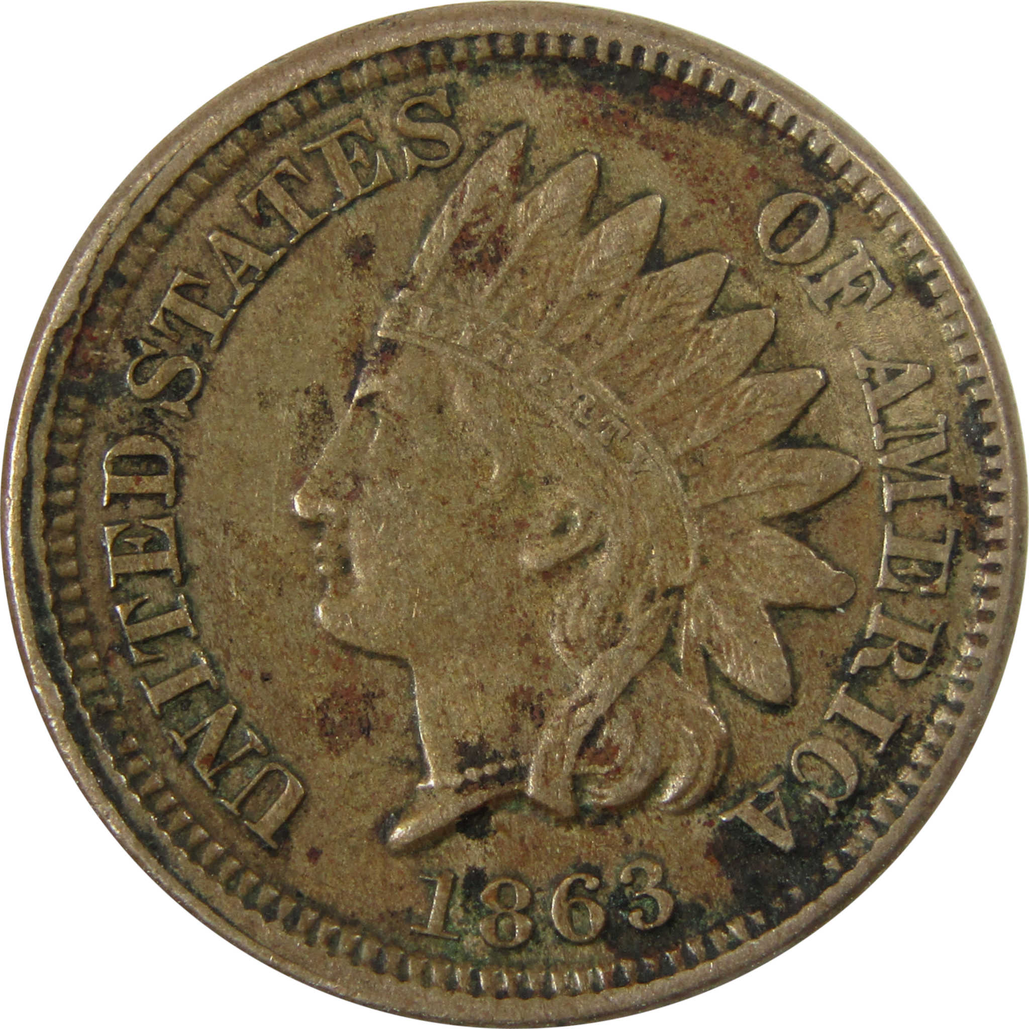 1863 Indian Head Cent XF EF Extremely Fine Details Penny SKU:CP1171