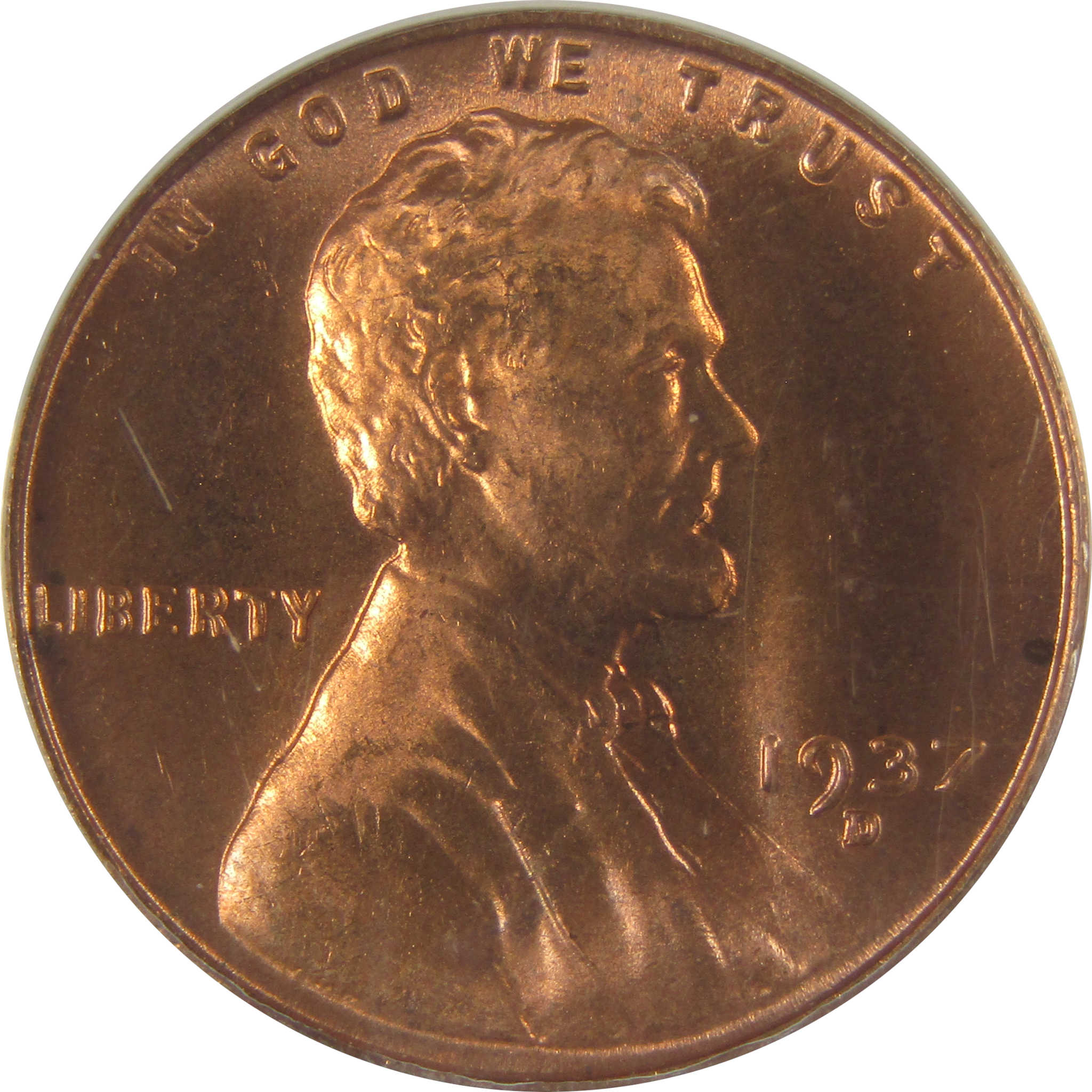 1937 D Lincoln Wheat Cent MS 67 RD ANACS Penny Uncirculated SKU:I23090