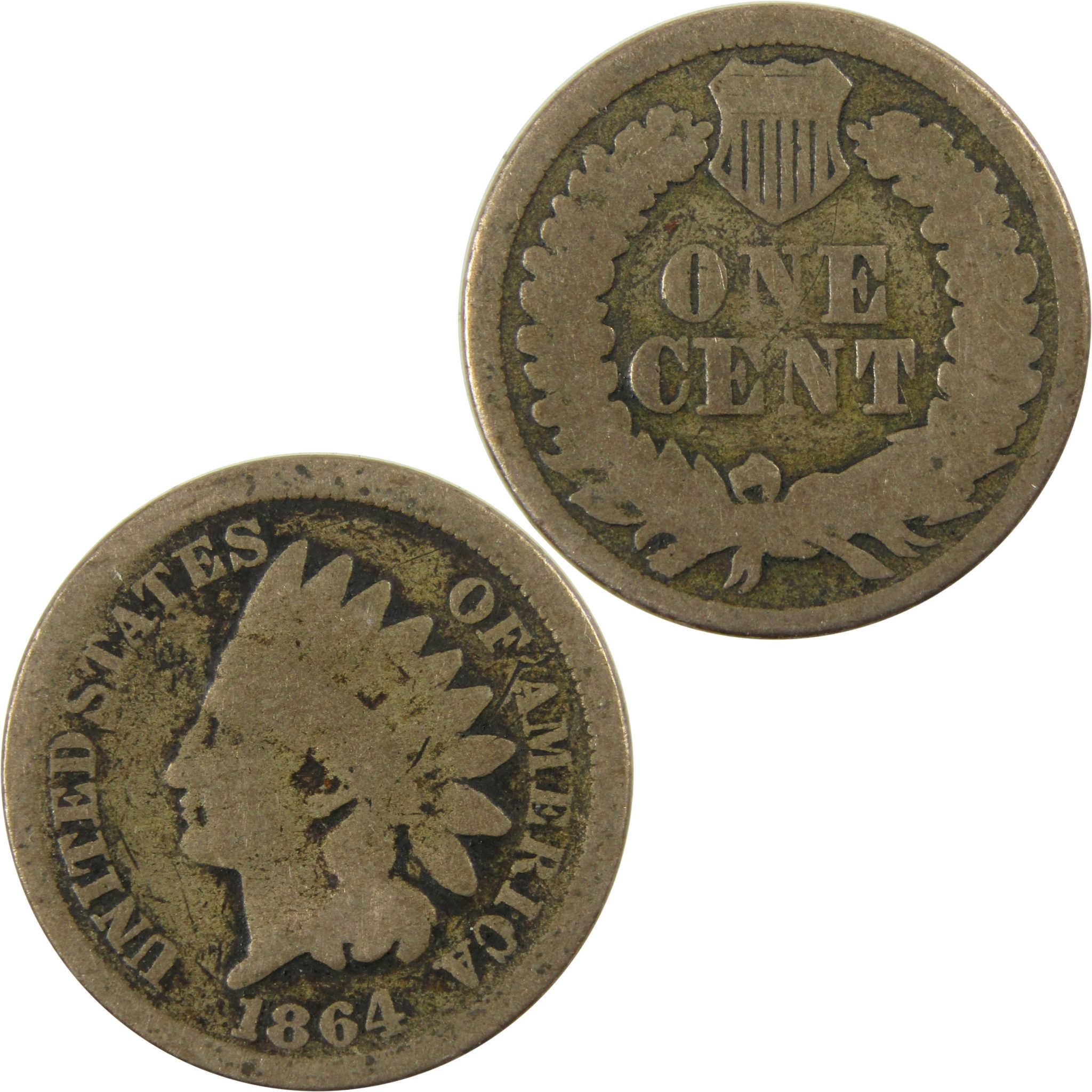 1864 Indian Head Copper-Nickel Cent G Good Details Penny SKU:CP1123