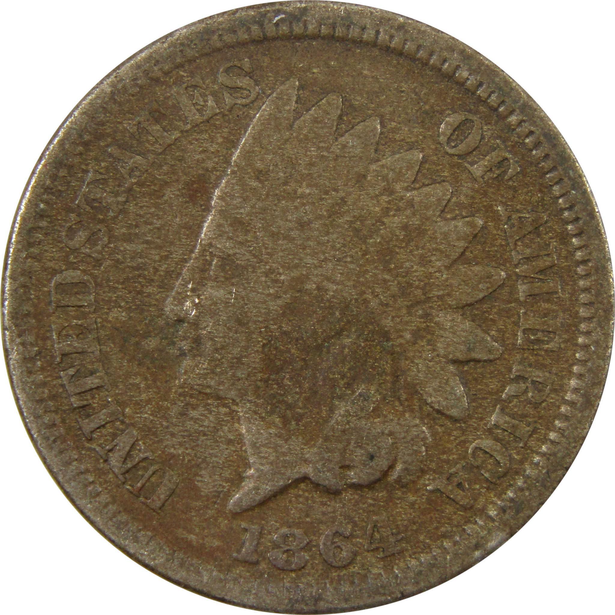 1864 Indian Head Copper-Nickel Cent G Good Penny 1c Coin SKU:CP1120