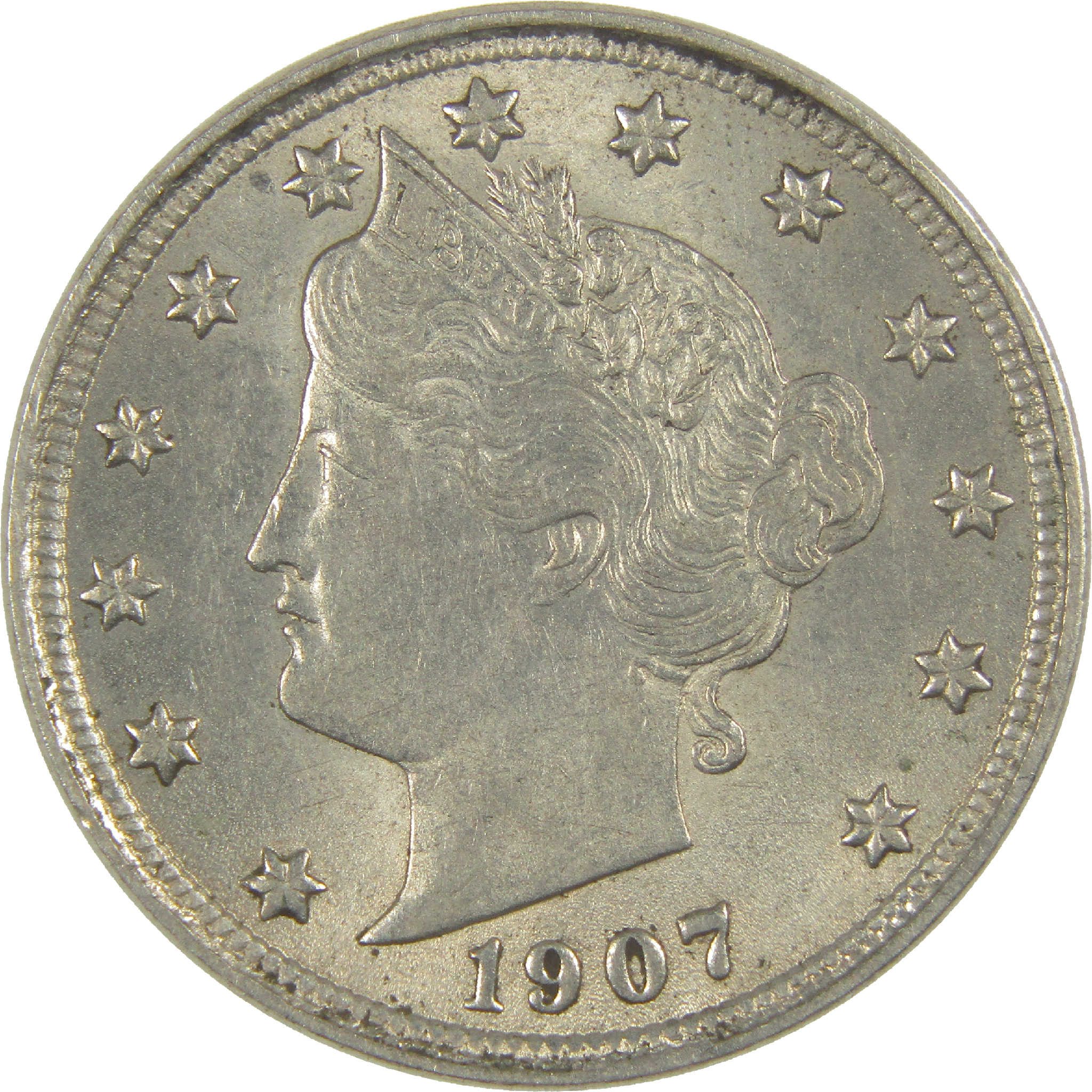 1907 Liberty Head V Nickel CH AU Choice About Uncirculated 5c Coin