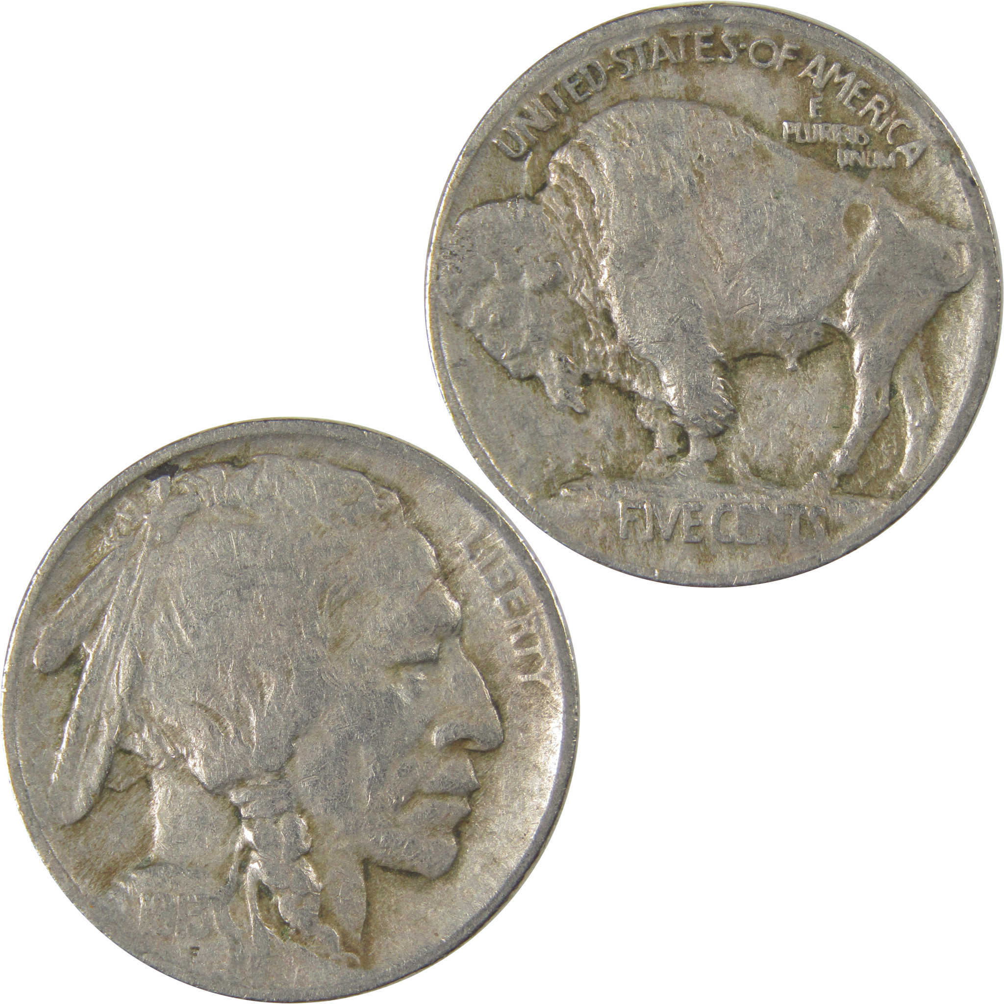 1913 Type 1 Indian Head Buffalo Nickel F Fine 5c Coin SKU:I23875