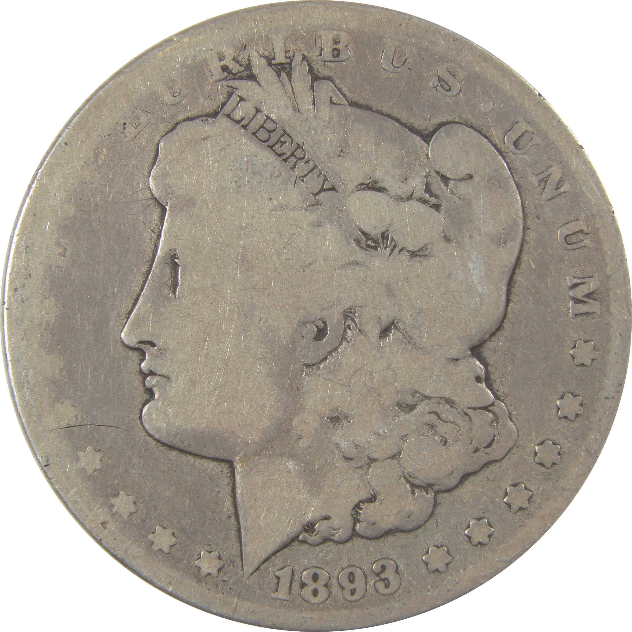 1893 CC Morgan Silver Dollar G Good $1 Coin SKU:I24610 - Morgan coin - Morgan silver dollar - Morgan silver dollar for sale - Profile Coins & Collectibles
