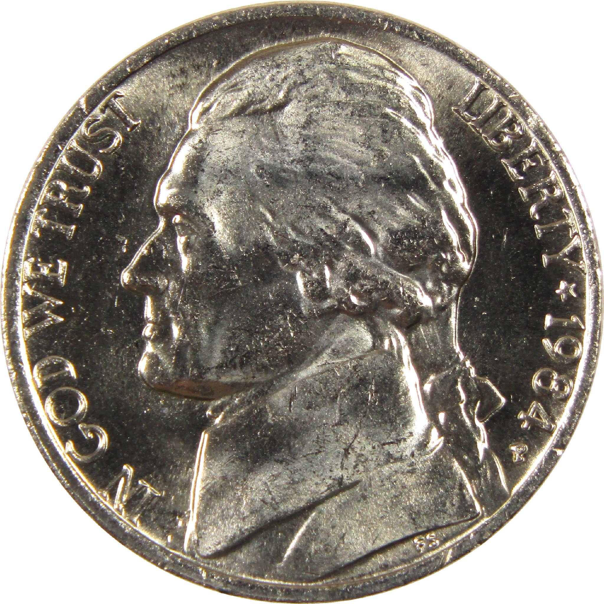 1984 P Jefferson Nickel Uncirculated 5c Coin