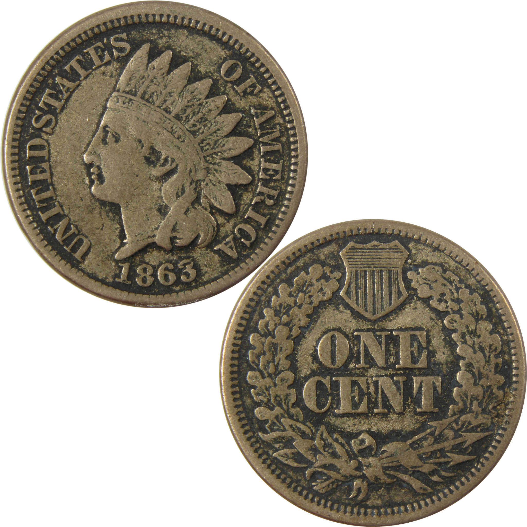 1863 Indian Head Cent VF Very Fine Details Penny 1c Coin SKU:CP1225