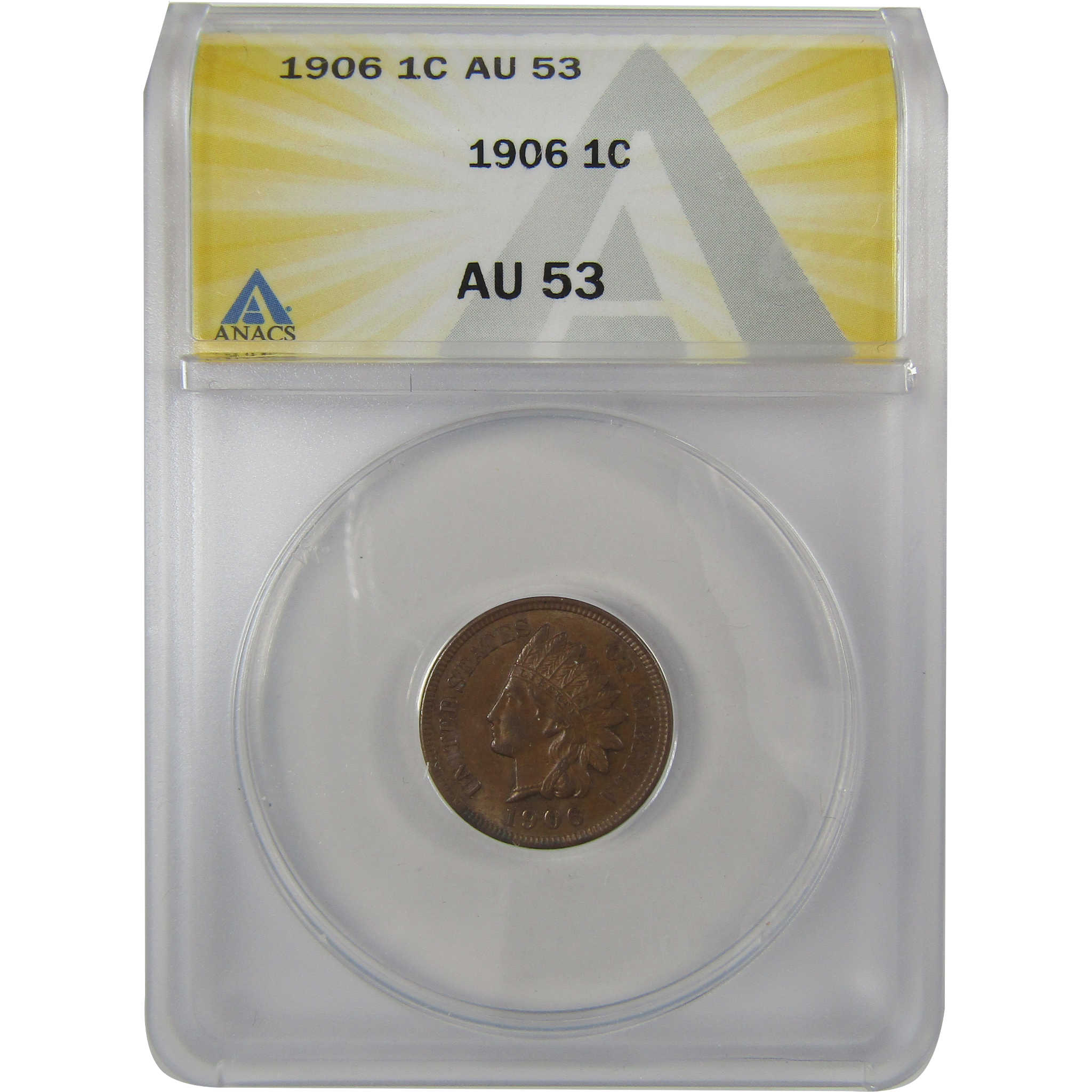 1906 Indian Head Cent AU 53 ANACS Penny 1c Coin SKU:I23014