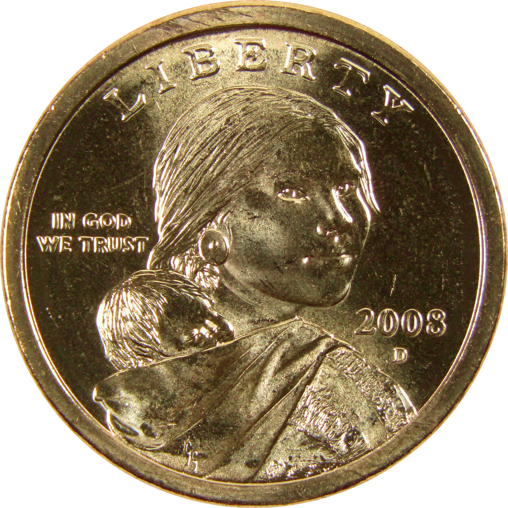 2008 D Sacagawea Native American Dollar BU Uncirculated 1 Coin