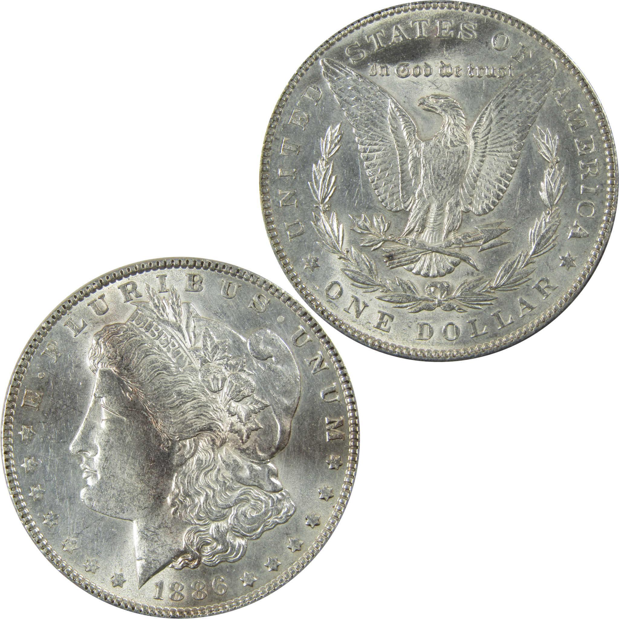 1886 Morgan Silver Dollar Uncirculated Mint State $1 Coin SKU:I24514 - Morgan coin - Morgan silver dollar - Morgan silver dollar for sale - Profile Coins & Collectibles