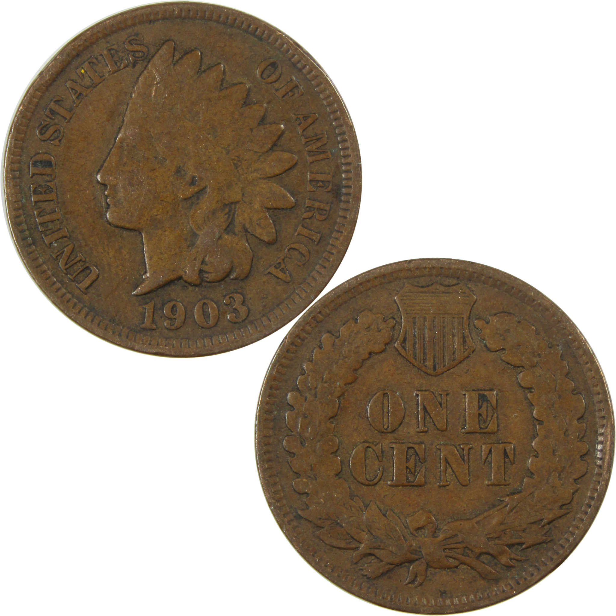 1903 Indian Head Cent F Fine Penny 1c Coin SKU:I27052
