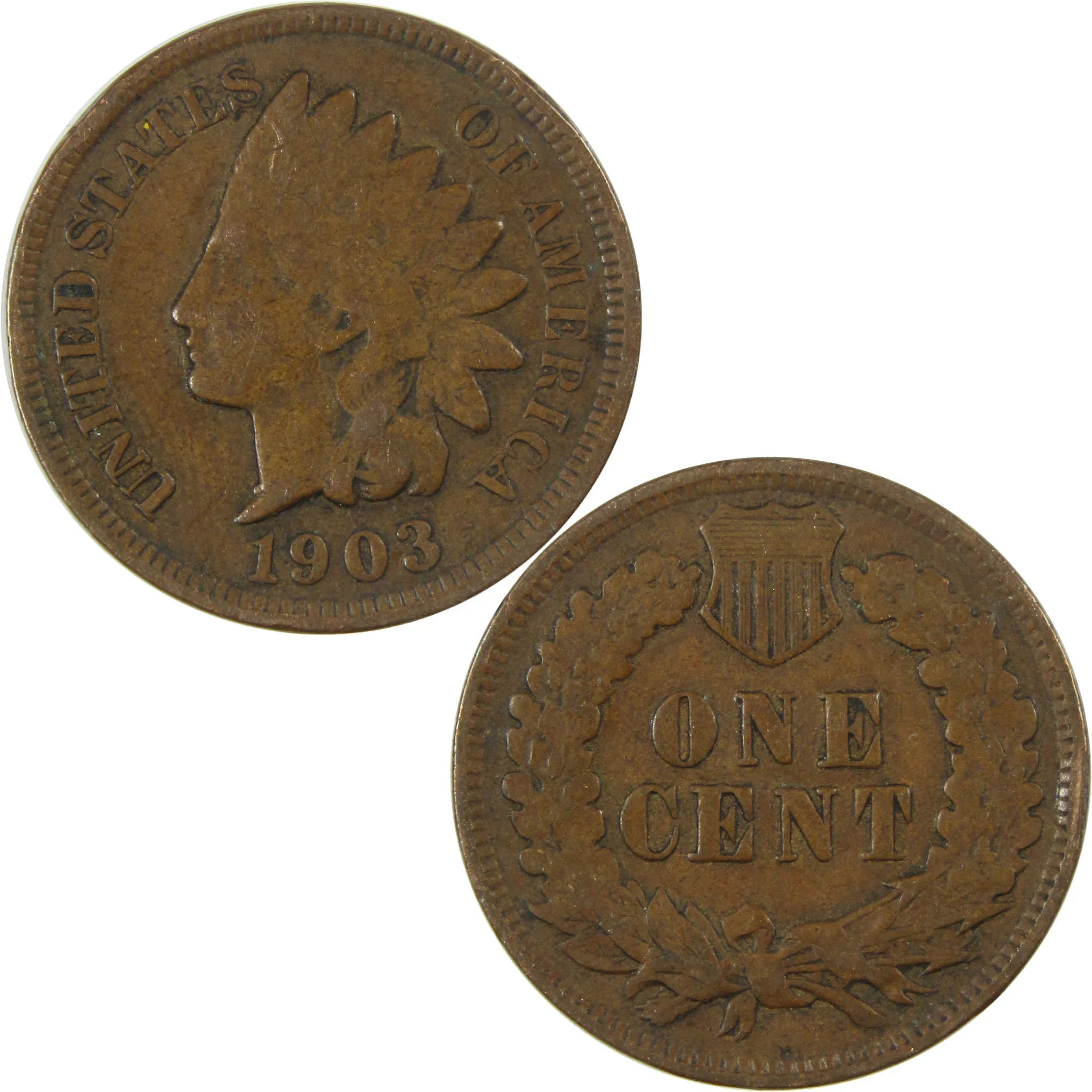 1903 Indian Head Cent F Fine Penny 1c Coin SKU:I27052