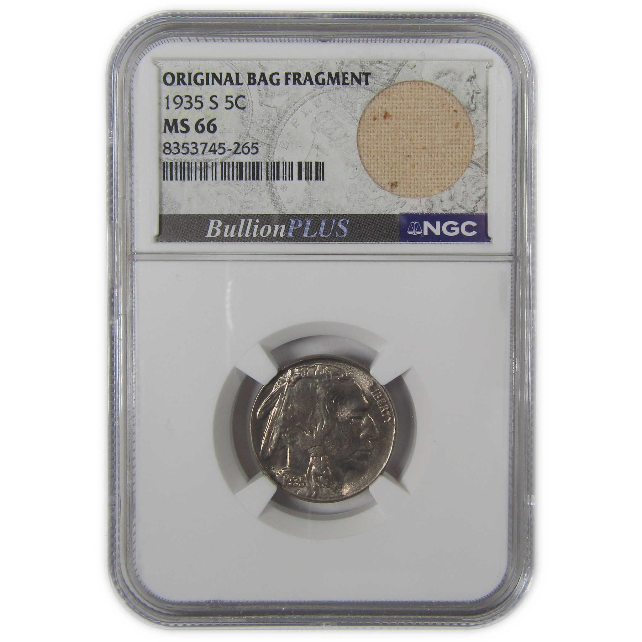 1935 S Indian Head Buffalo Nickel MS 66 NGC Bag Fragment SKU:I22666