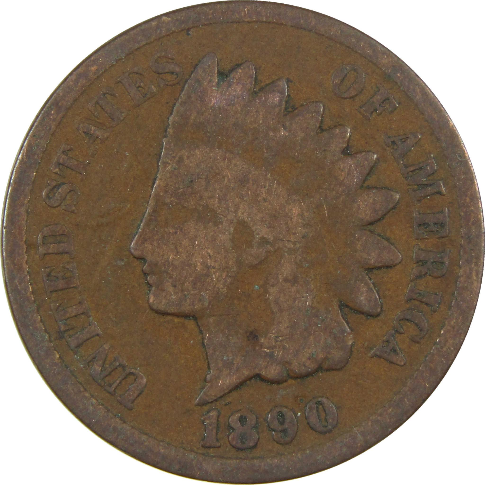1890 Indian Head Cent G Good Penny 1c Coin SKU:I27033