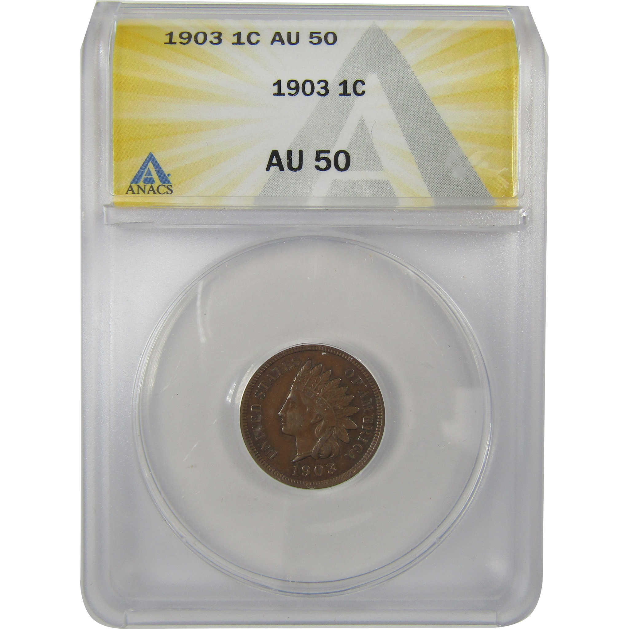 1903 Indian Head Cent AU 50 ANACS Penny 1c Coin SKU:I23011
