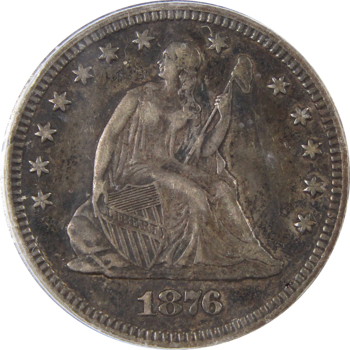 1876 S Seated Liberty Silver Quarter EF 40 ICG 25c Coin SKU:I29149