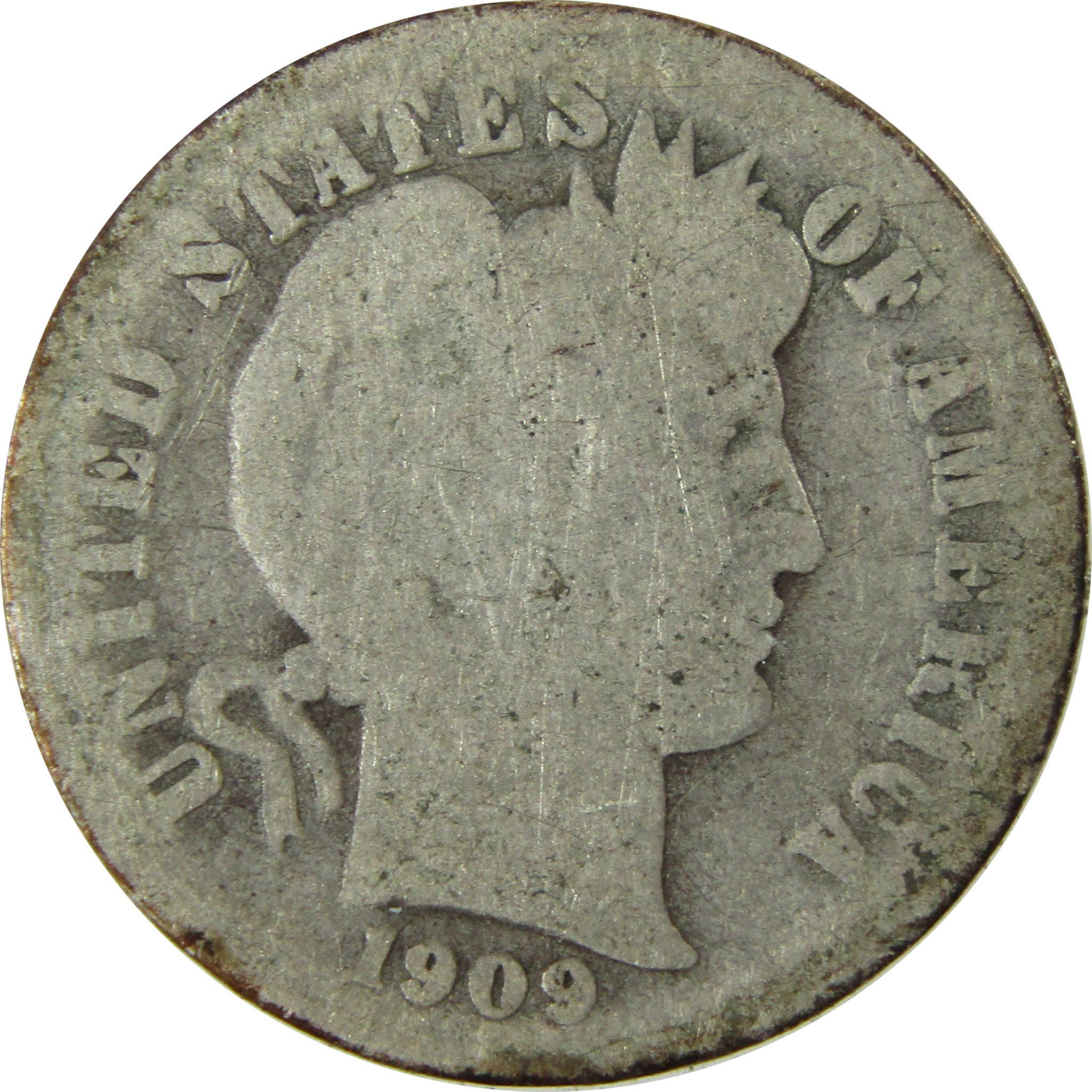 1909 S Barber Silver Dime AG About Good 10c Coin Collectible SKU:CP713