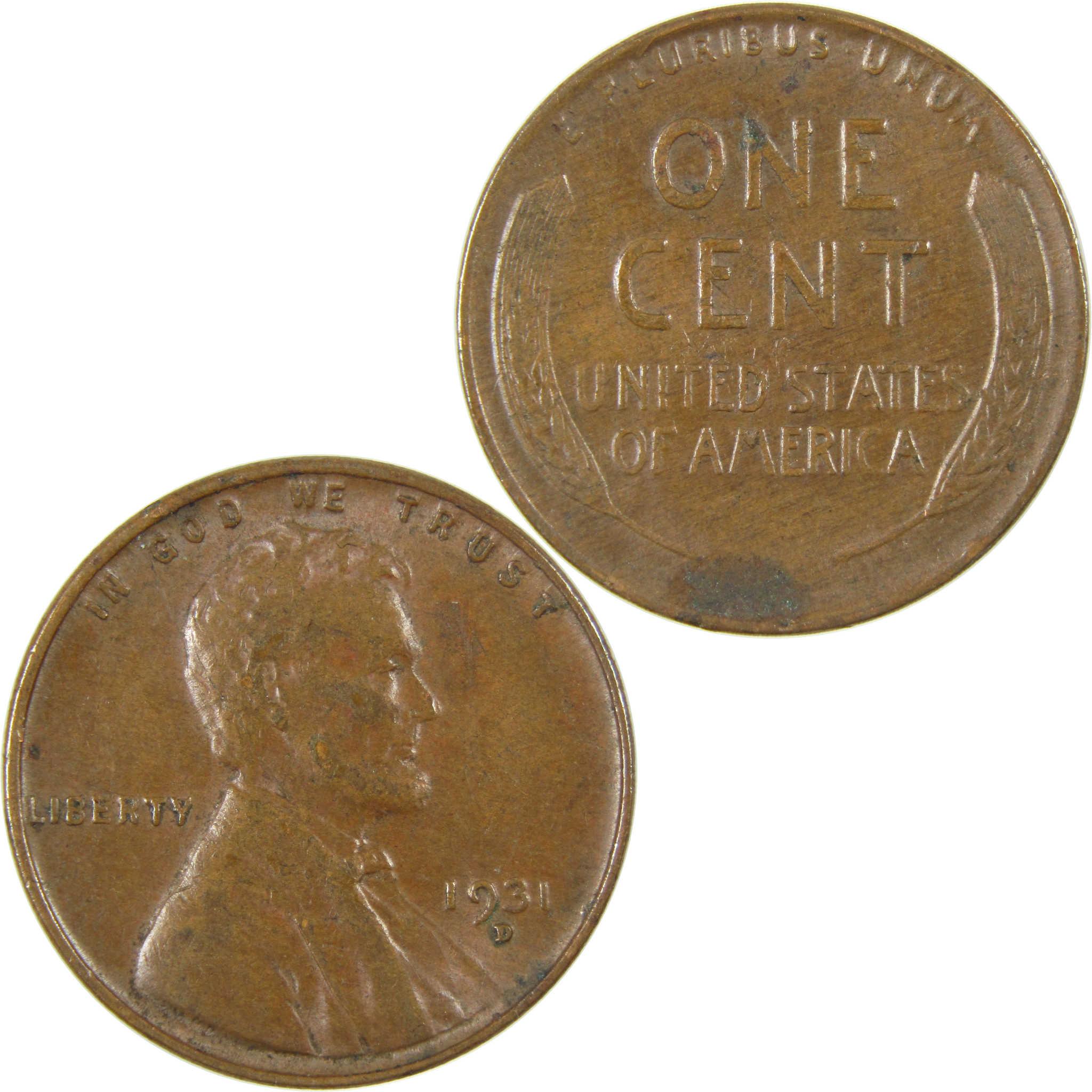 1931 D Lincoln Wheat Cent XF EF Extremely Fine Penny SKU:I27305