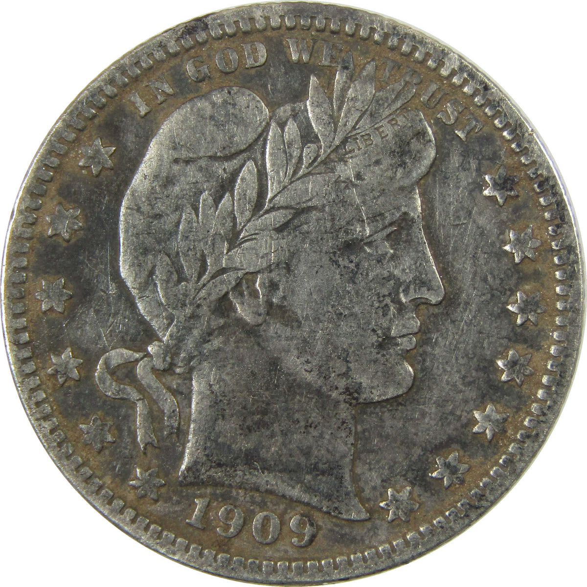 1909 D Barber Silver Quarter VF Very Fine Details 25c Coin SKU:I28518