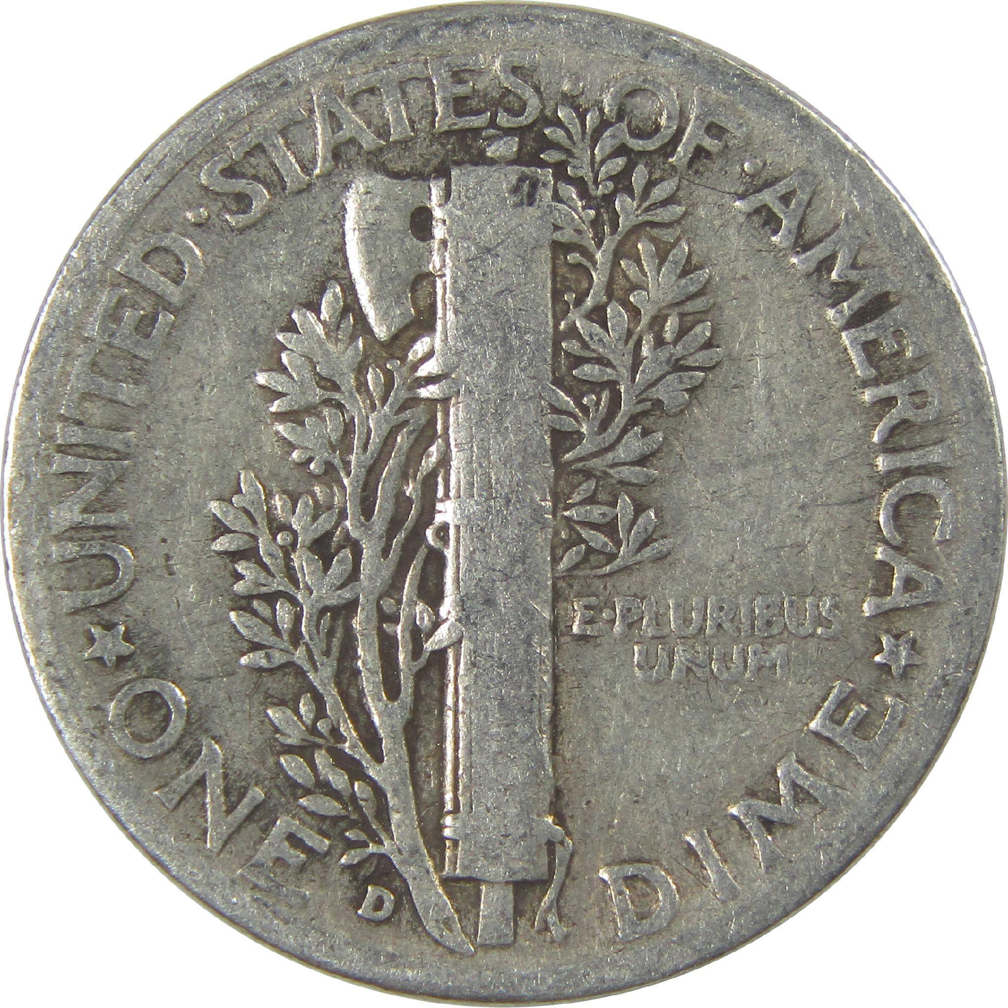 1945 D Mercury Dime Circulated Silver 10c Coin Collectible