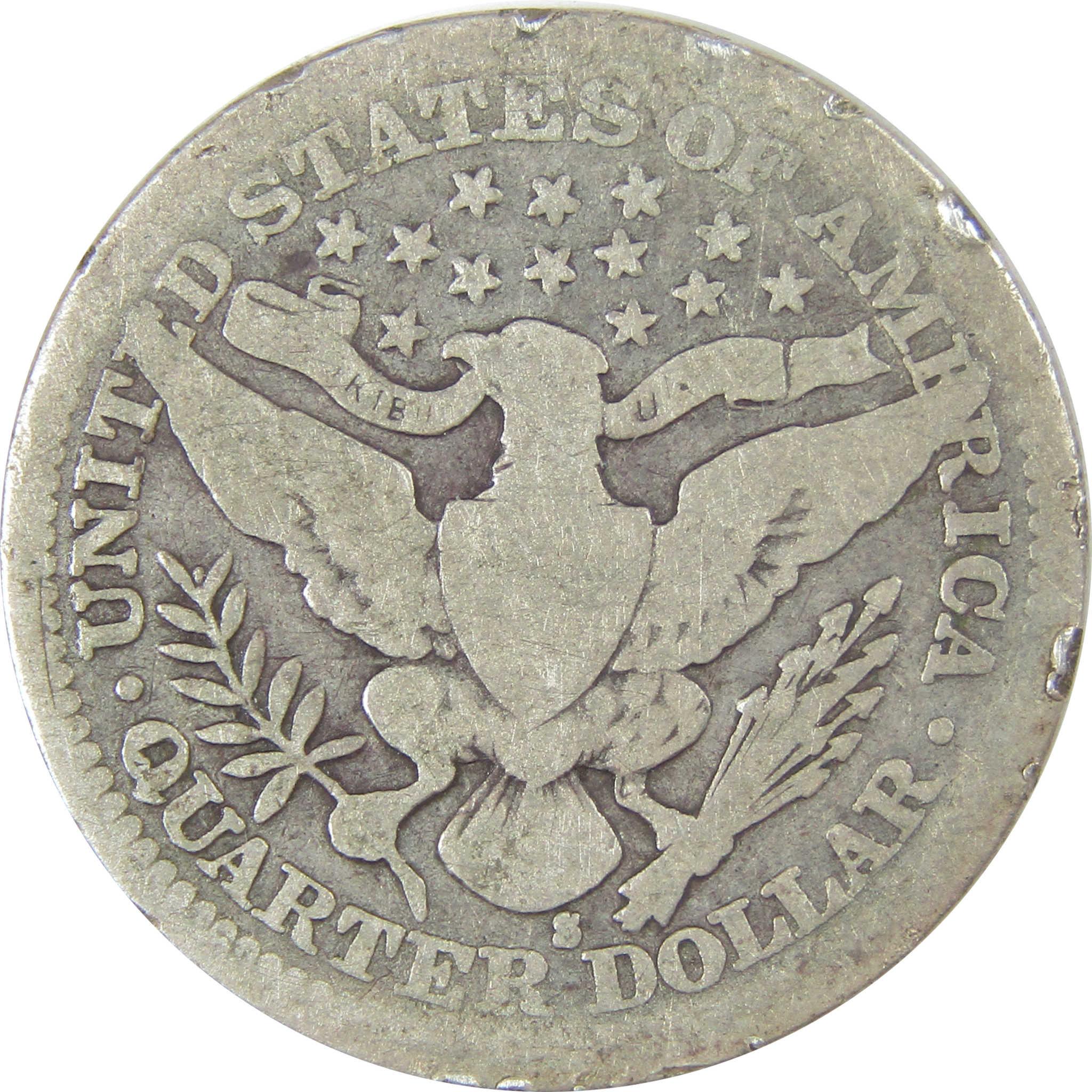 1915 S Barber Quarter G Good Silver 25c Coin SKU:CP16