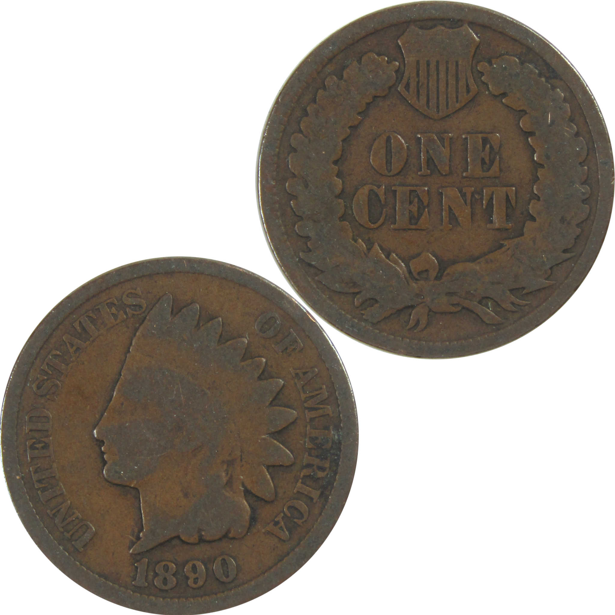 1890 Indian Head Cent Circulated Penny 1c Coin Collectible