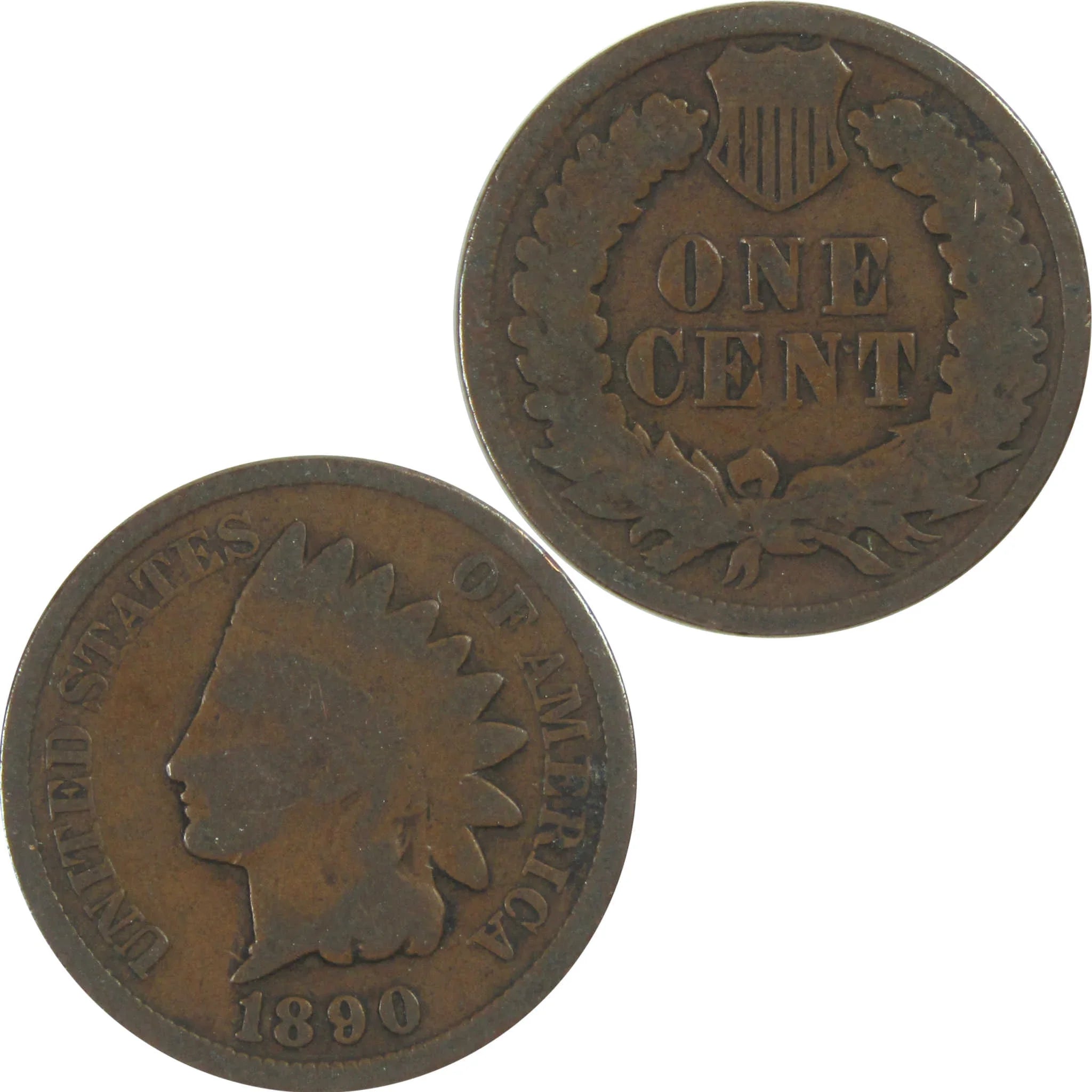 1890 Indian Head Cent Circulated Penny 1c Coin Collectible