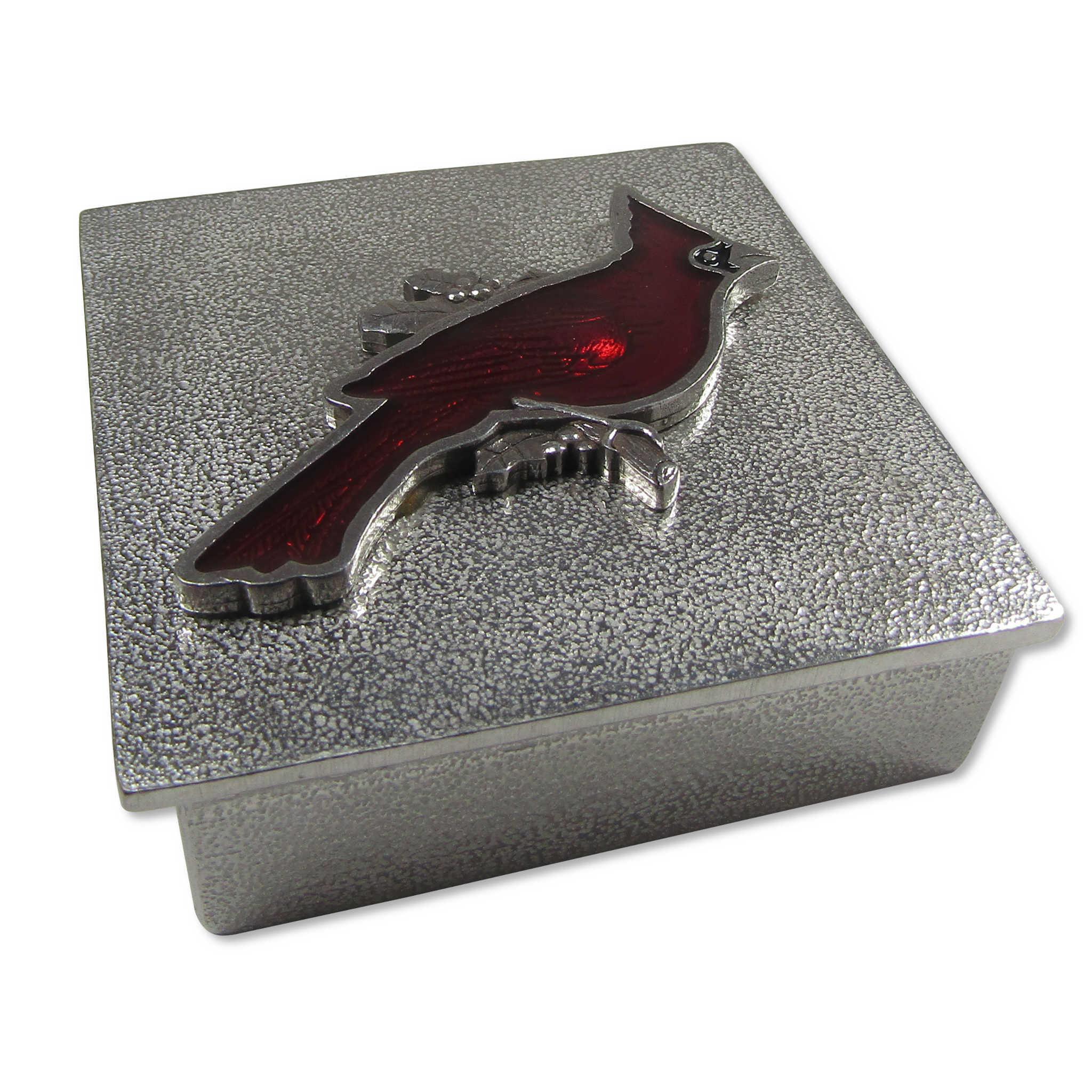 Cardinal Handcrafted Pewter Treasure Box