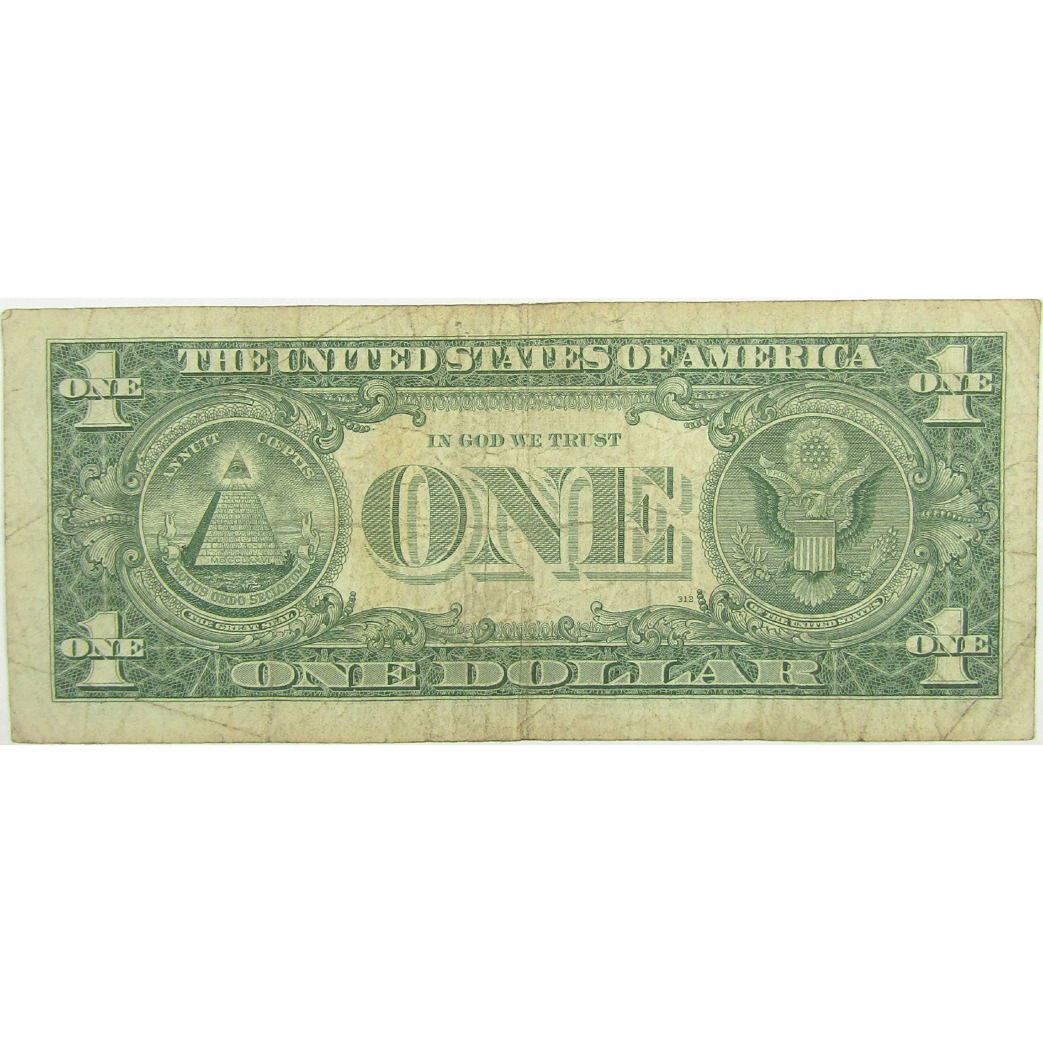 1957 $1 Small Size Silver Certificate Note Circulated Currency