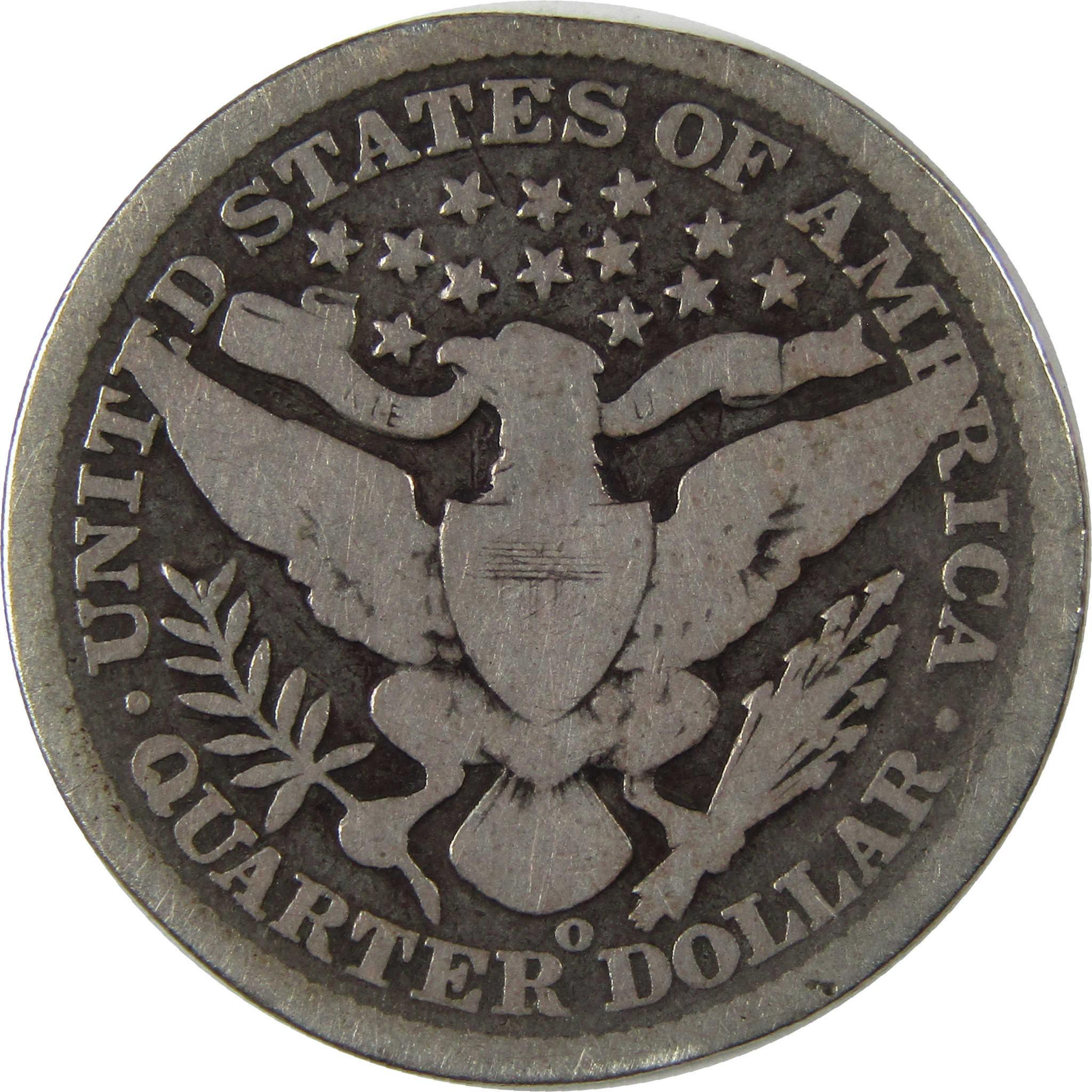 1896 O Barber Quarter G Good Details Silver 25c Coin SKU:I23470