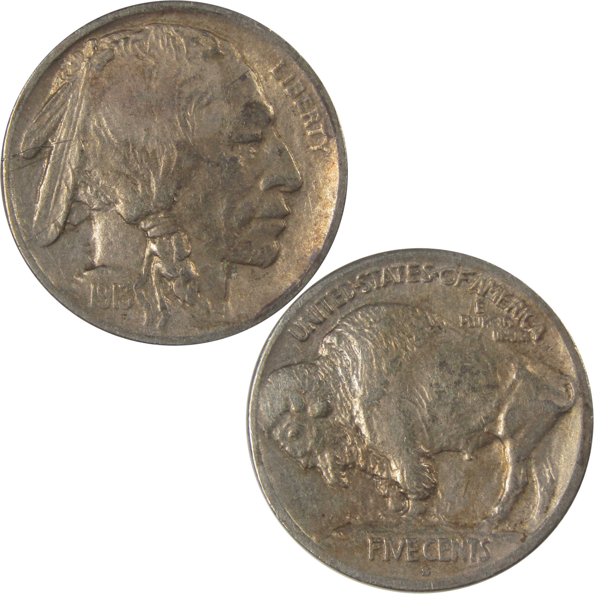 1913 S Type 1 Buffalo Nickel VF Very Fine Details 5c Coin SKU:I22881